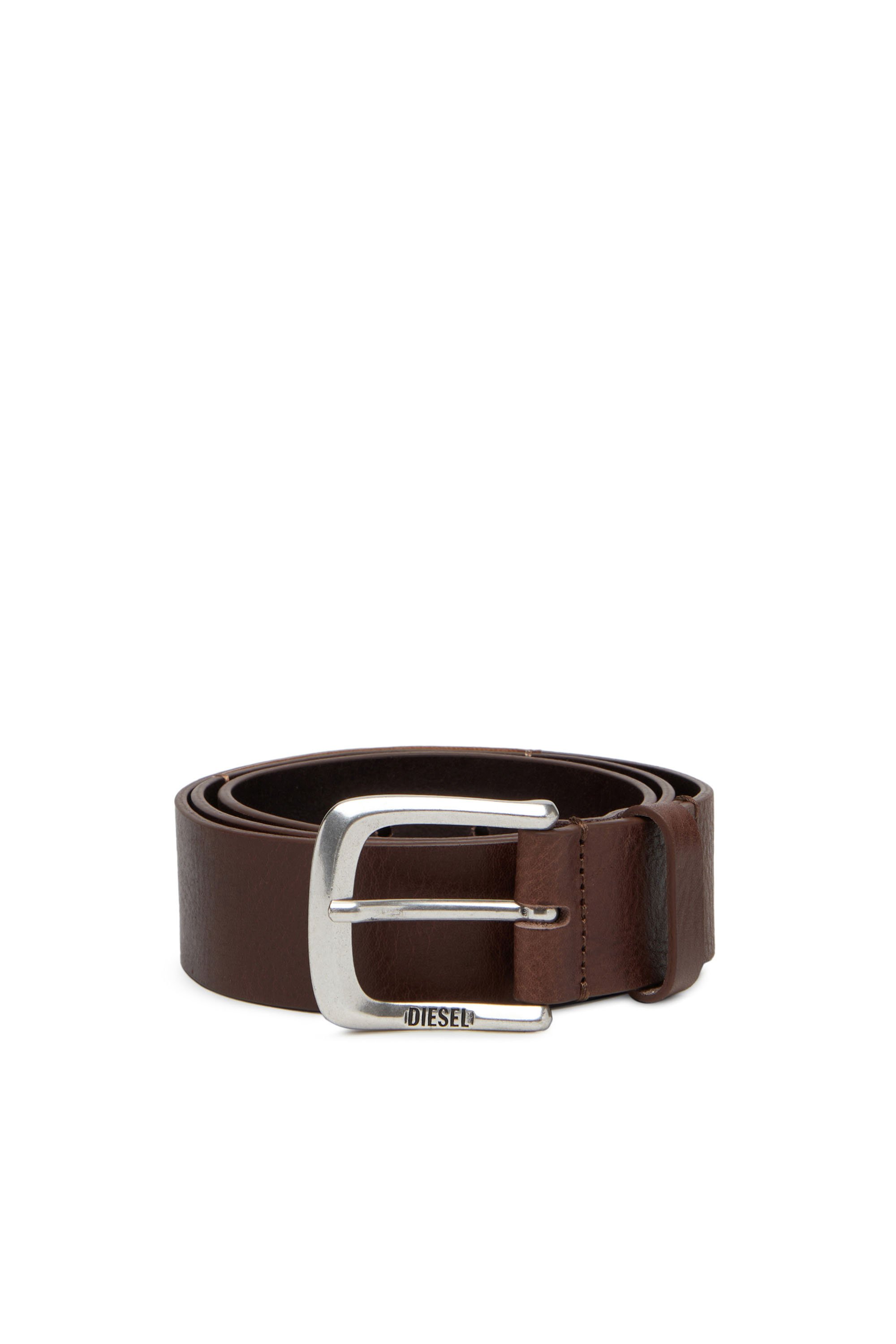 Diesel - Leather belt with Jacron Patch - Belts - Man - Brown