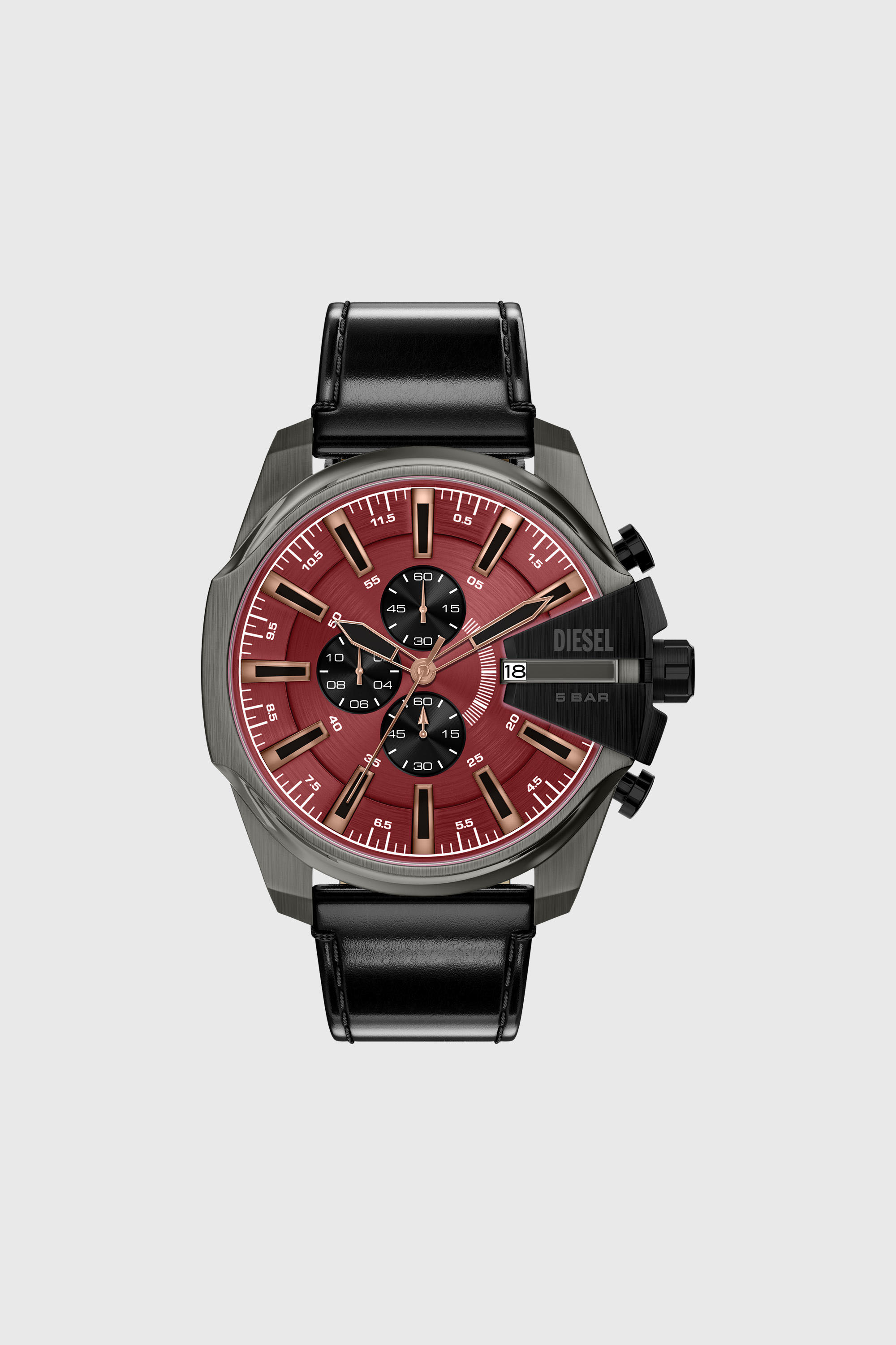 Diesel - Mega Chief Slim black leather watch - Timeframes - Man - Black