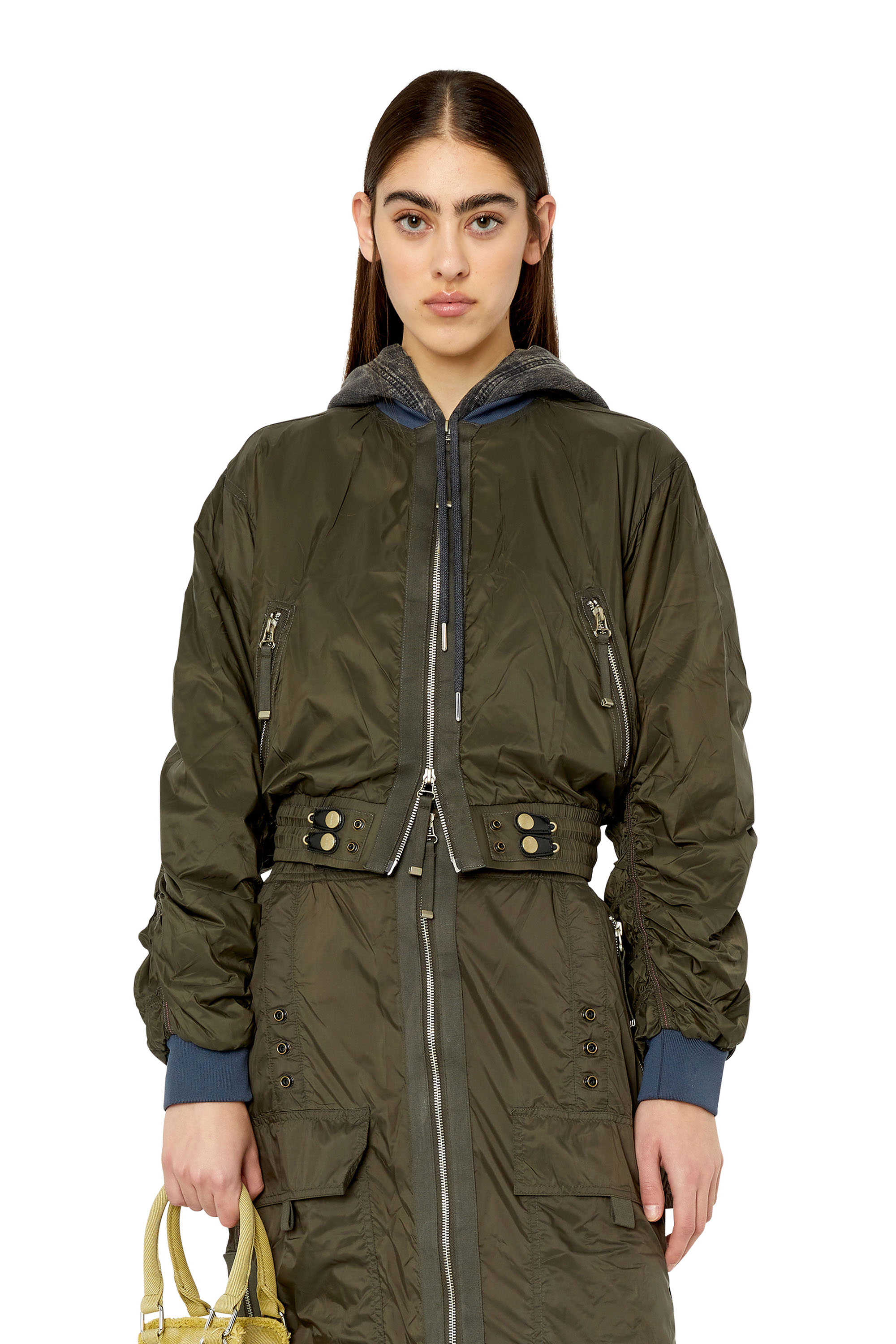 Diesel - Bomber jacket in light nylon - Jackets - Woman - Green
