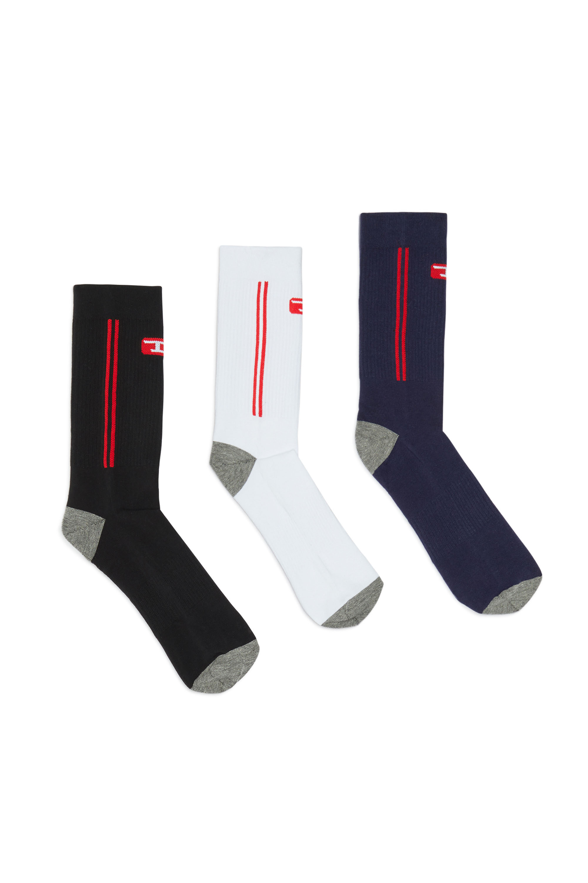 Diesel Three-pack Of D Logo Socks In Multicolor
