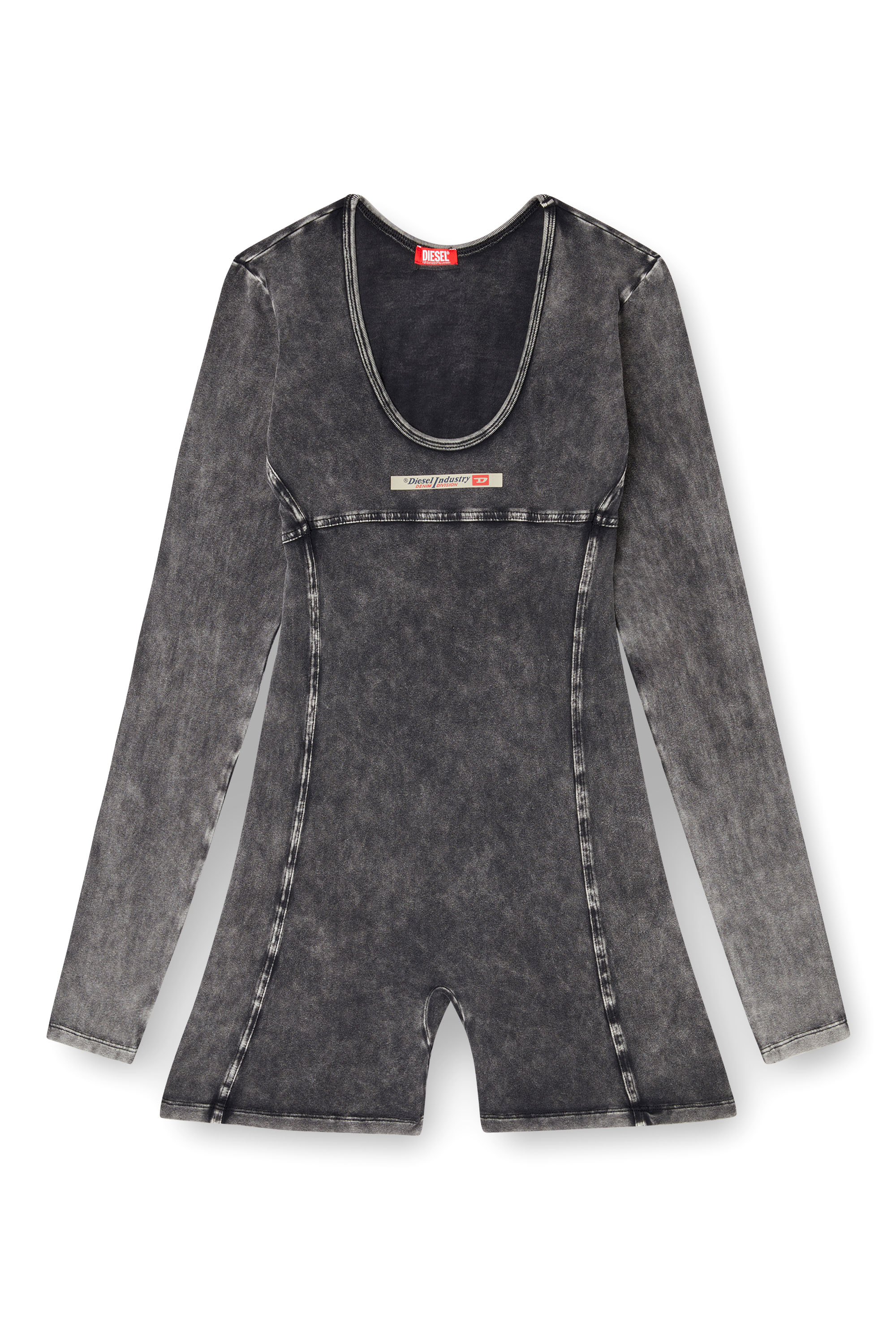 Diesel - KARIM-DNM, Woman's Playsuit in denim-effect jersey in Black - 3