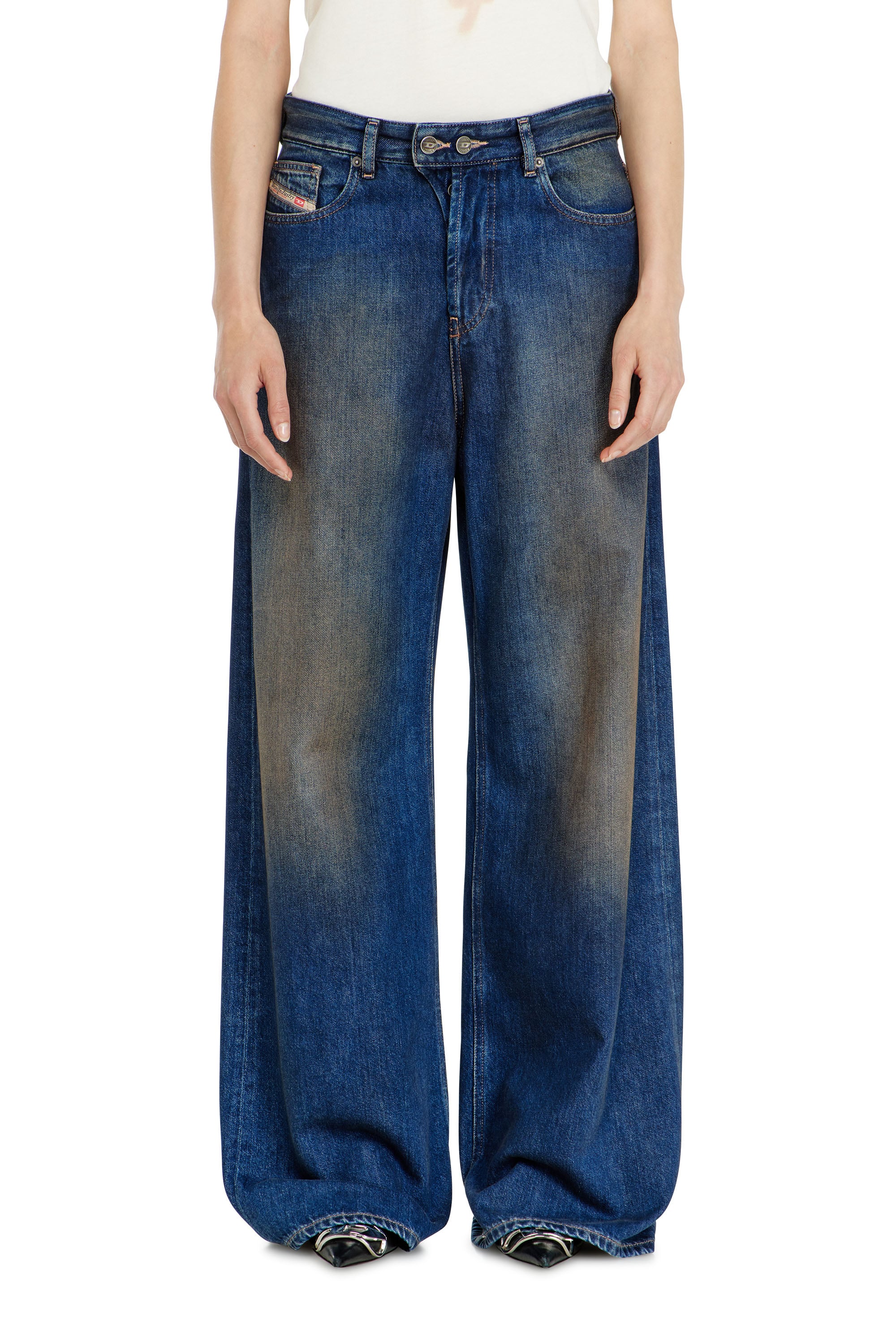 Diesel Relaxed Jeans Low Waist 1996 D-Sire, Dark blue, Button fly