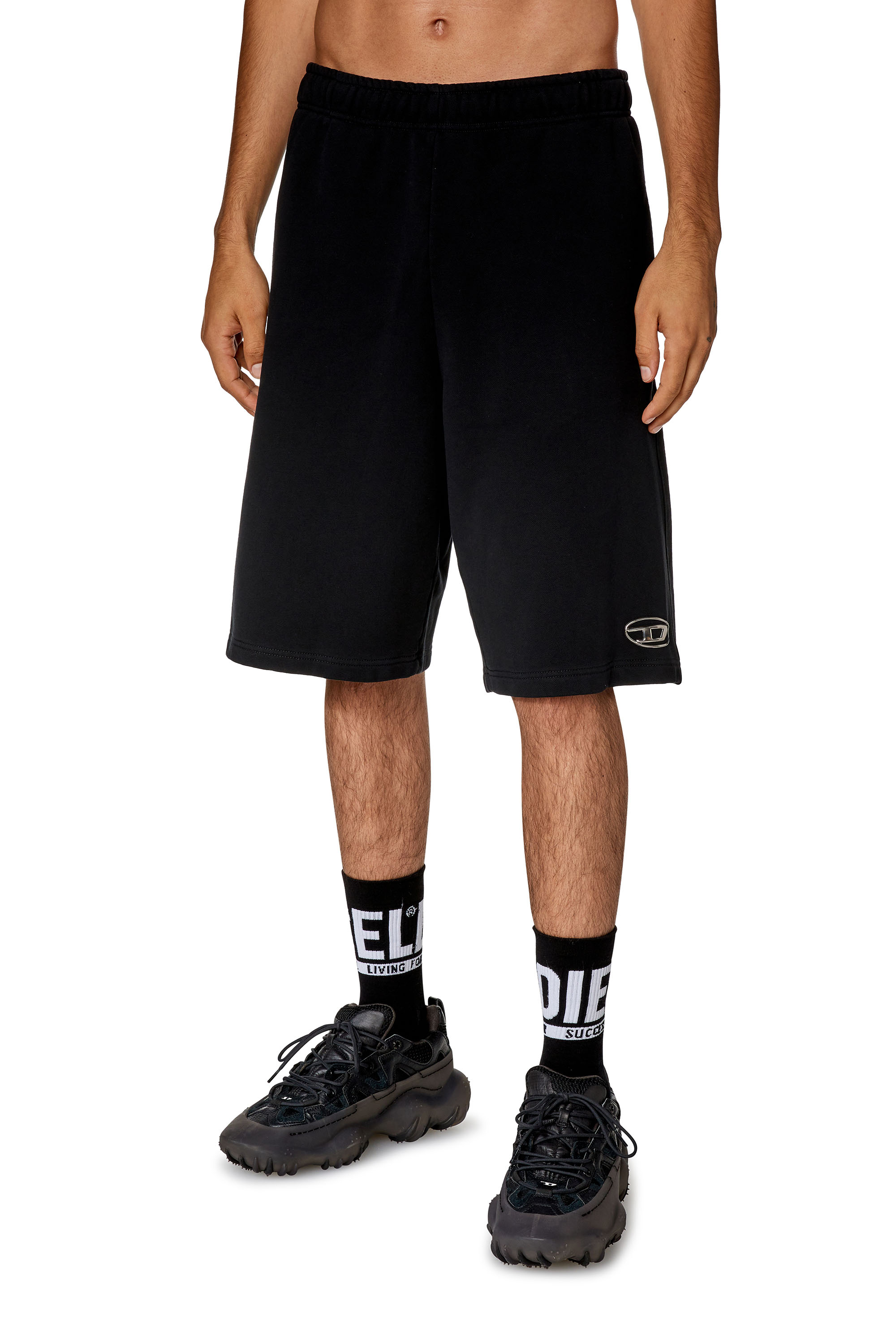 Diesel Sweat Shorts With Injection Molded Logo In Black