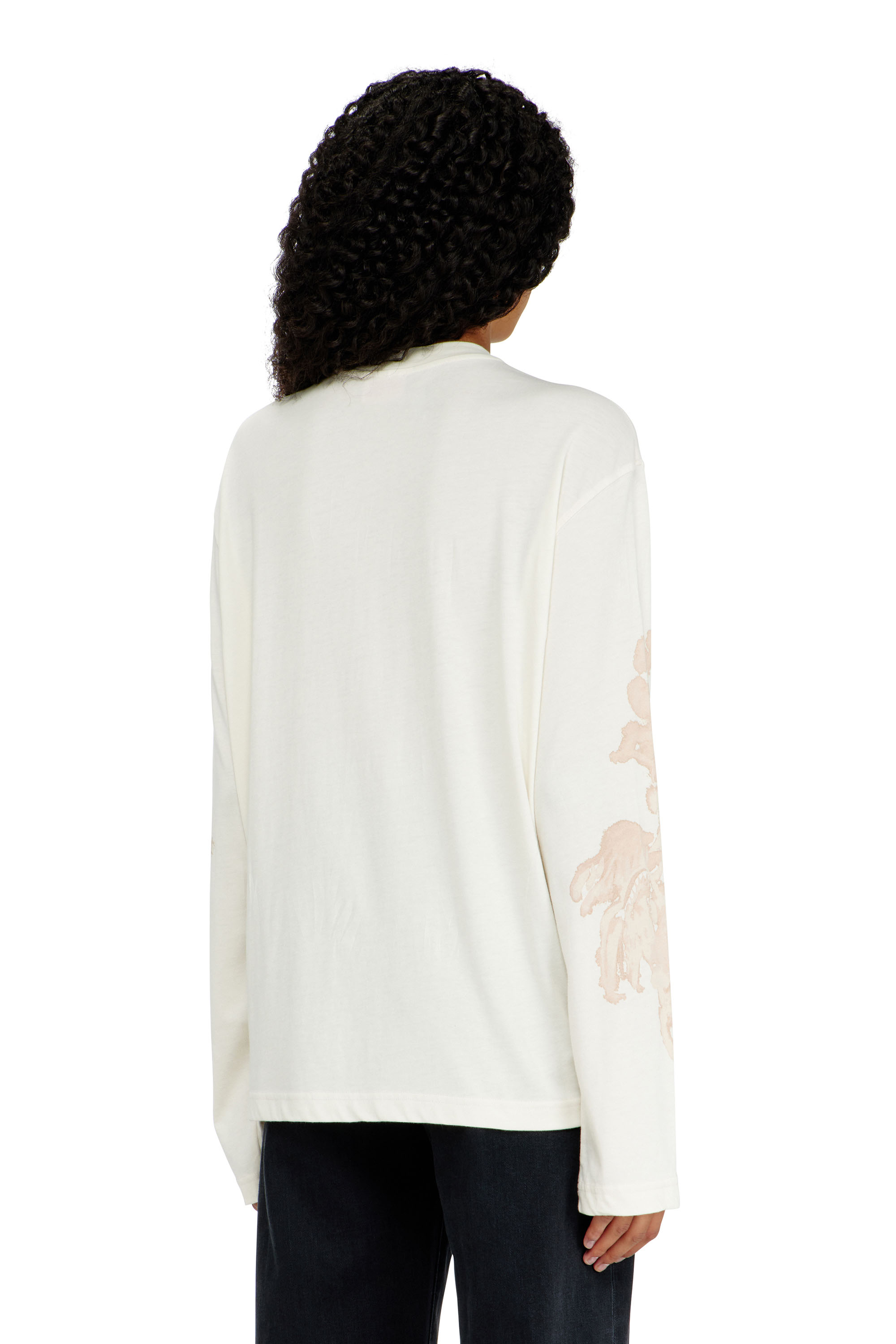 Diesel - T-HILARY-LS-AA1, Woman's Cotton long-sleeve T-shirt with graphic print in White/Pink - 4
