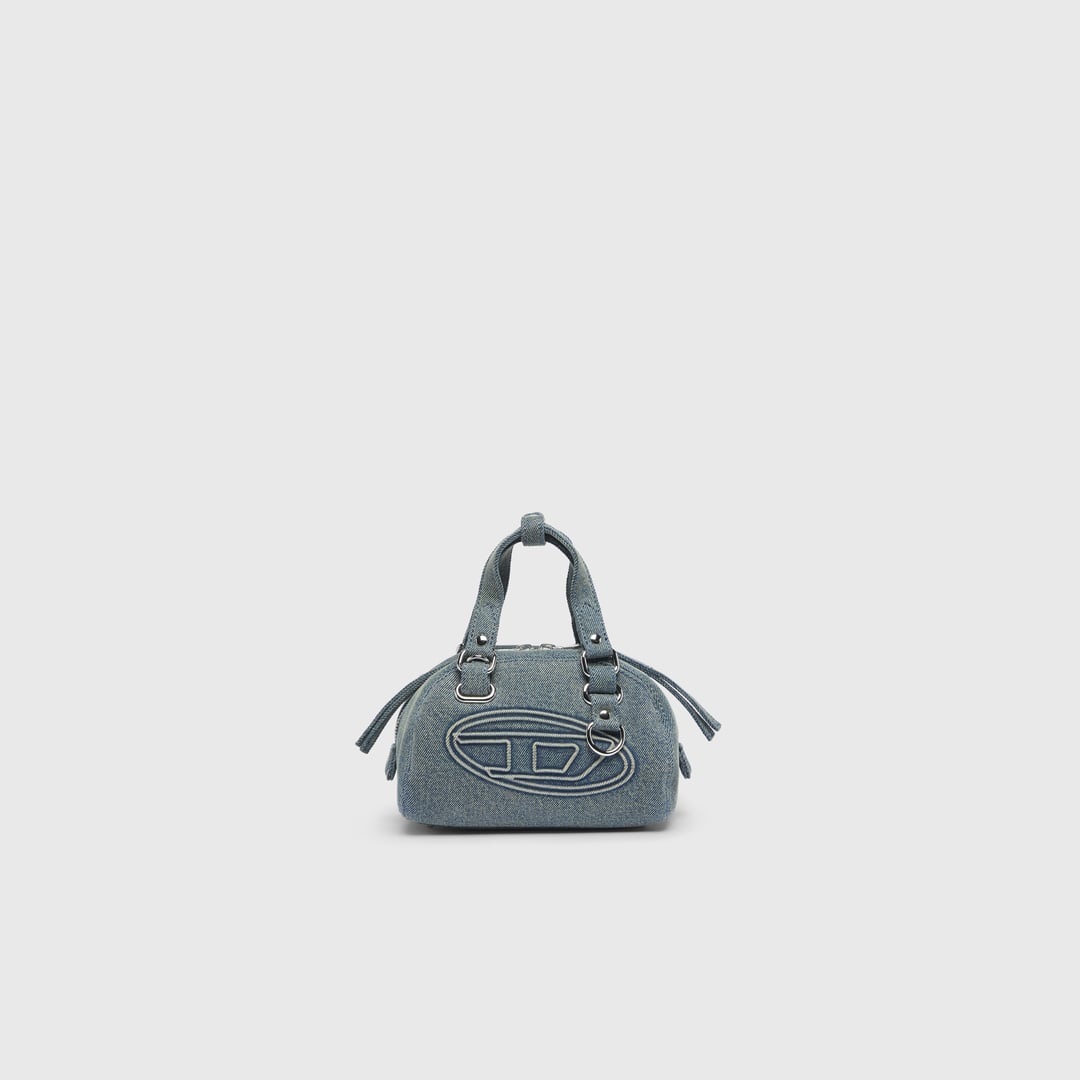 Diesel - 1DR Dome-Small bowling bag in denim with Oval D logo - Crossbody Bags - Unisex - Blue
