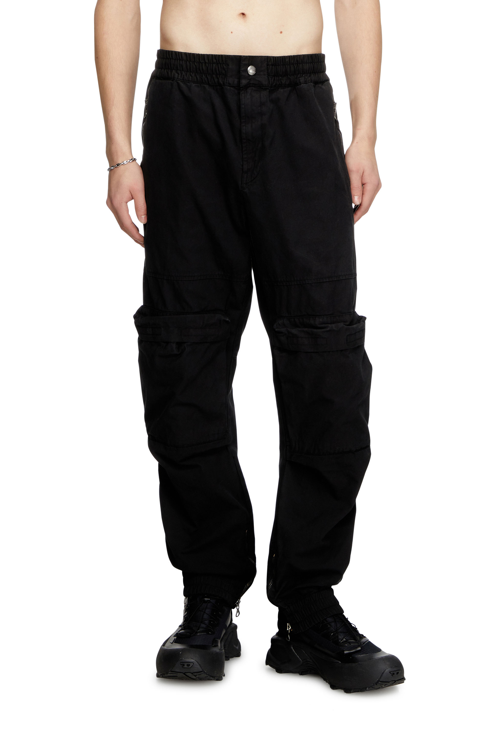 Diesel - Cargo pants in faded organic cotton - Pants - Man - Black