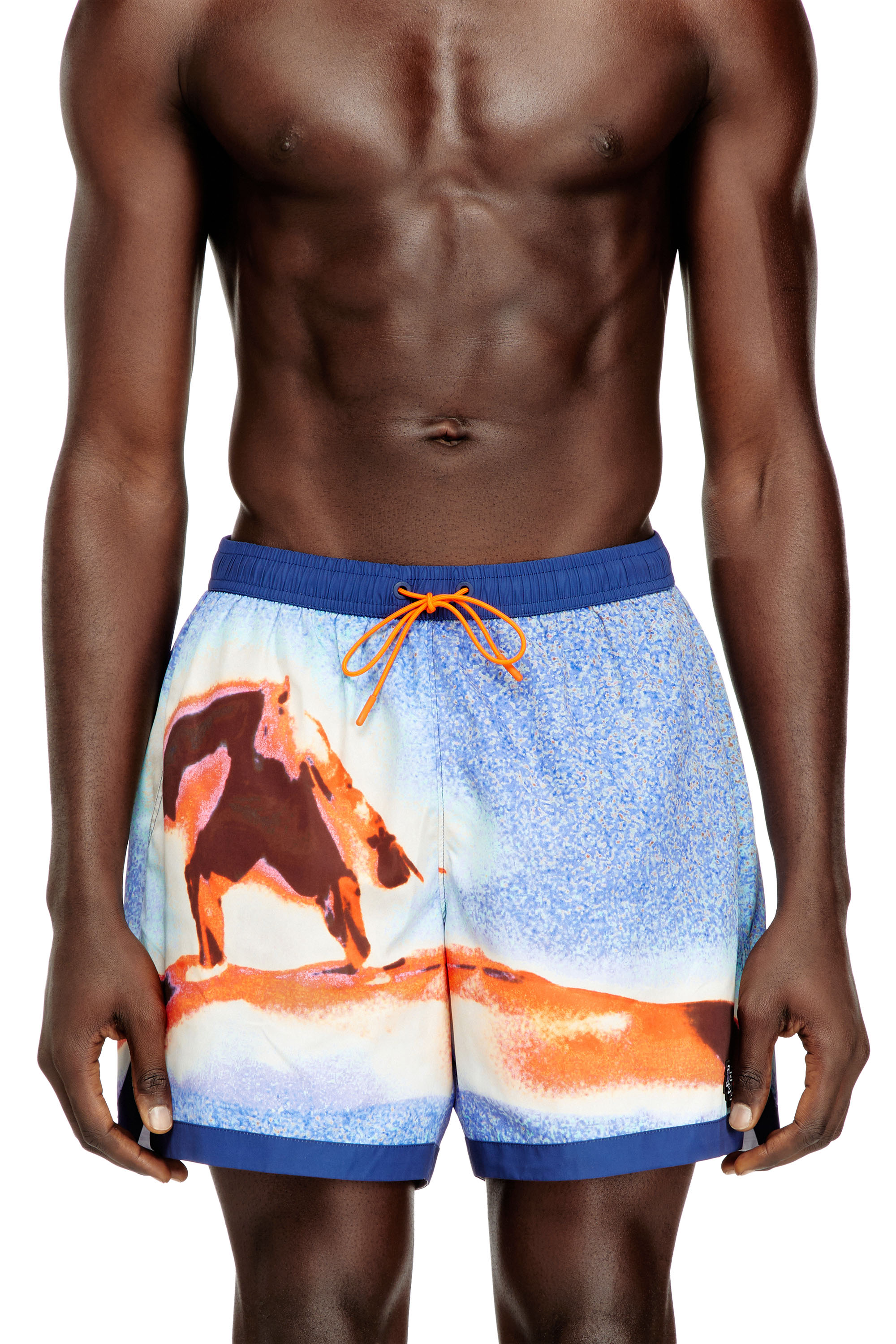 Diesel - SOCCER-41-D-POP-C, Man's Swim shorts with all-over surfboard print in Blue - 1