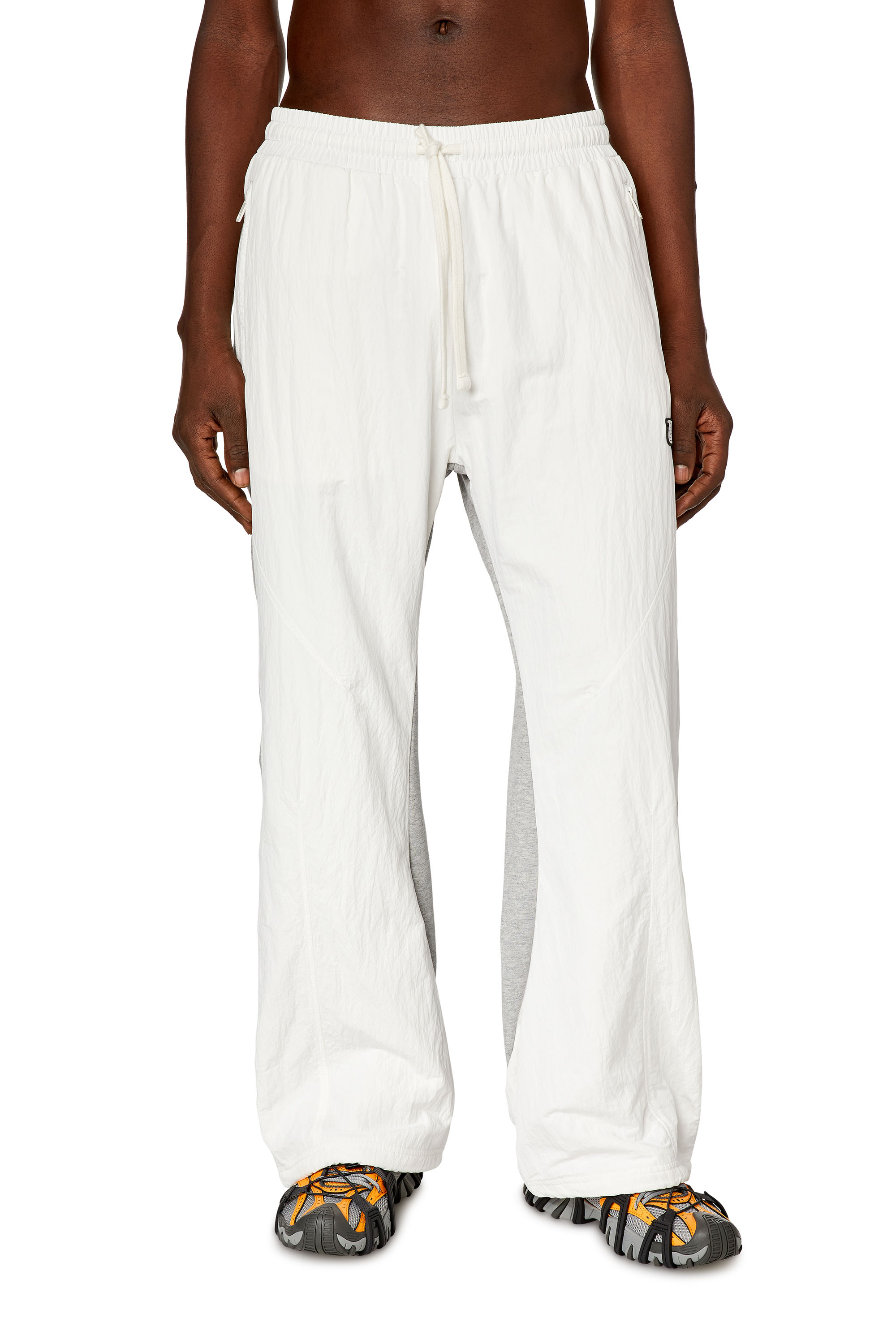Diesel - Track pants in crinkled nylon and jersey - Pants - Man - Multicolor