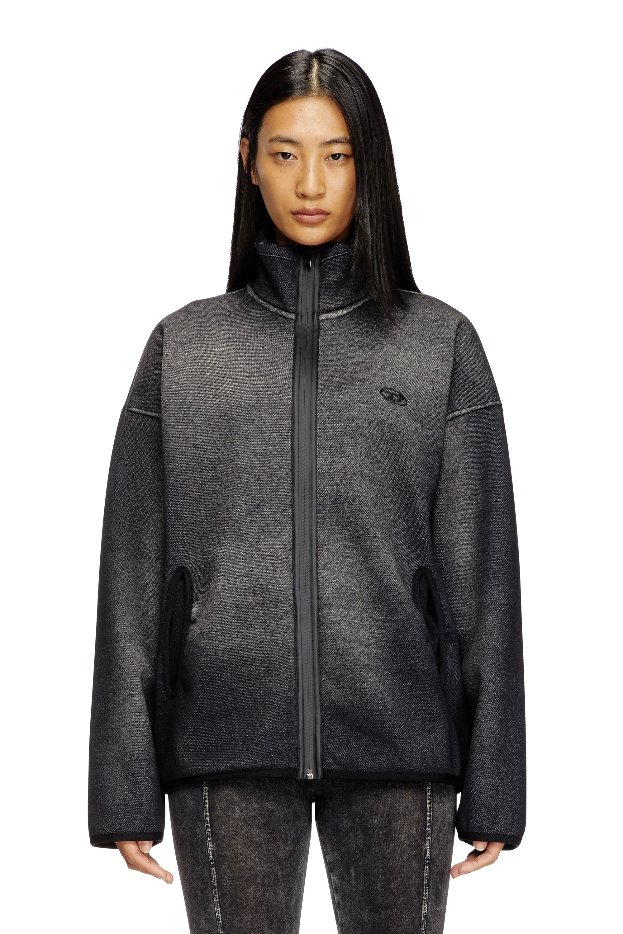 DIESEL ZIP-UP SWEATSHIRT IN DENIM-EFFECT JACQUARD