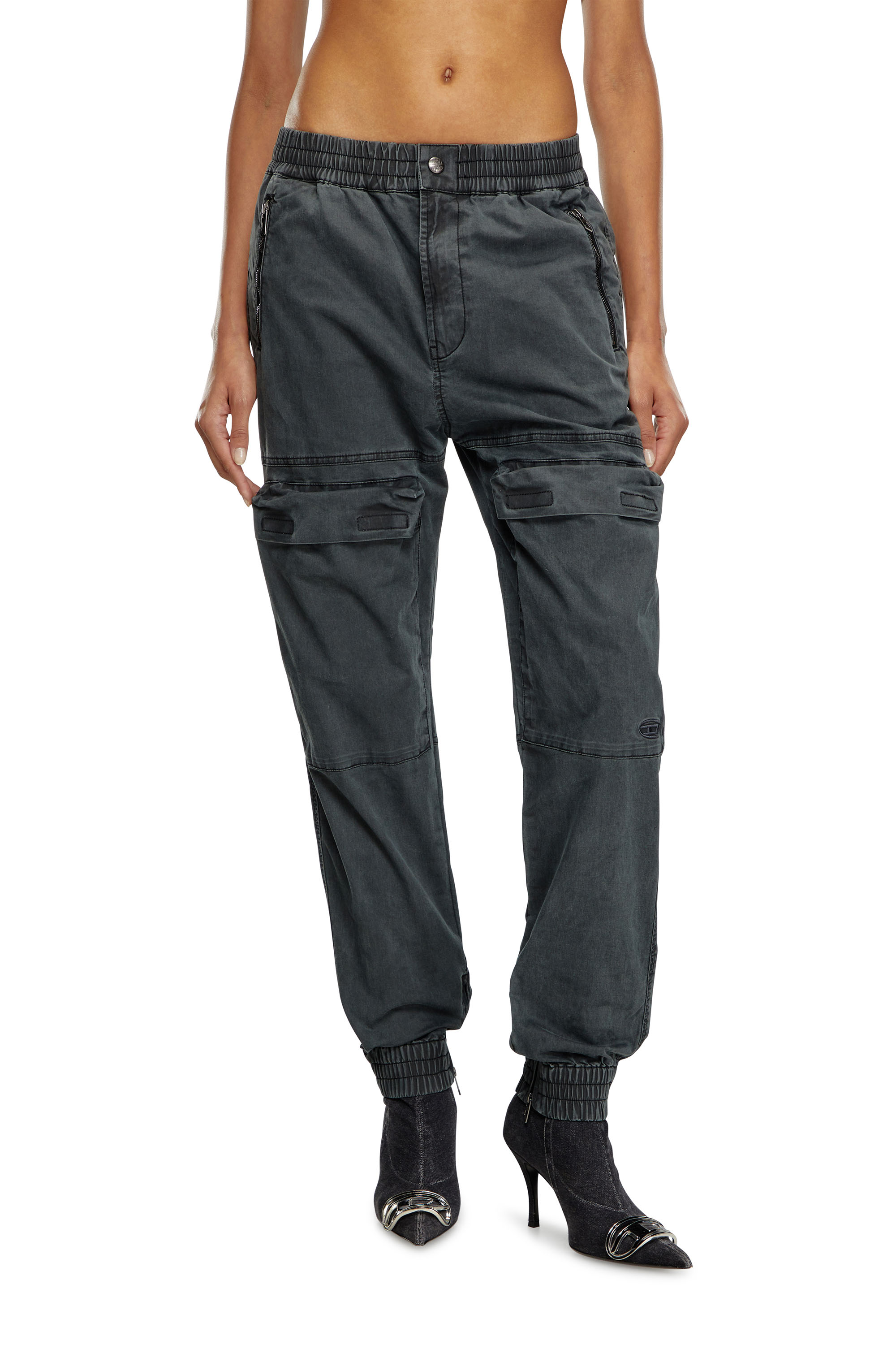 Shop Diesel Pantaloni Tuta Con Tasche In Micro Twill In Black