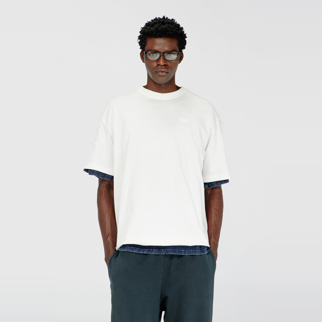 Diesel T-Shirt Cotone Organico - Male - T-Shirts - White - L - Tops - Image 3