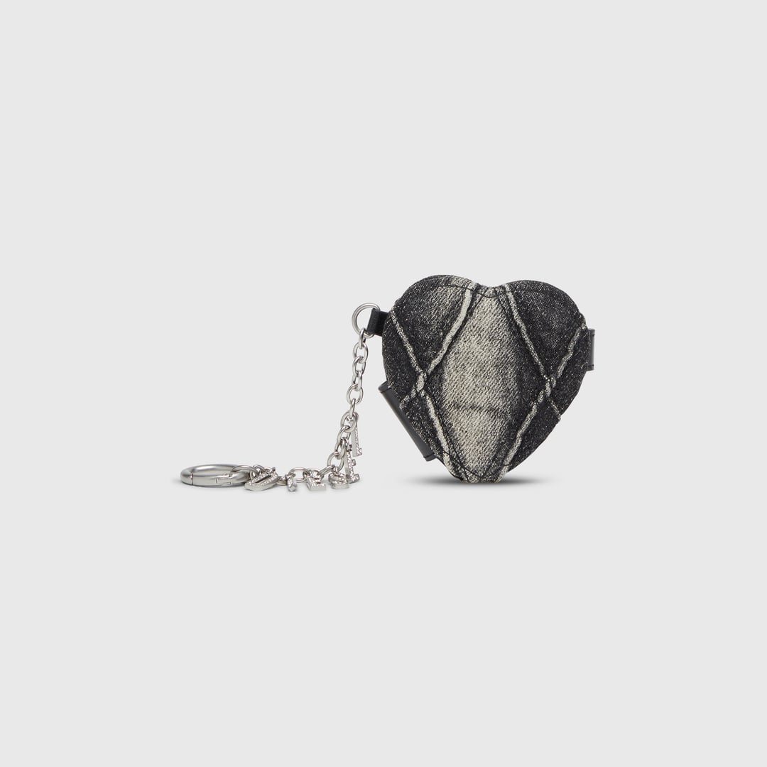 Diesel - Mirror charm in argyle quilted denim - Charms and Keyrings - Woman - Black