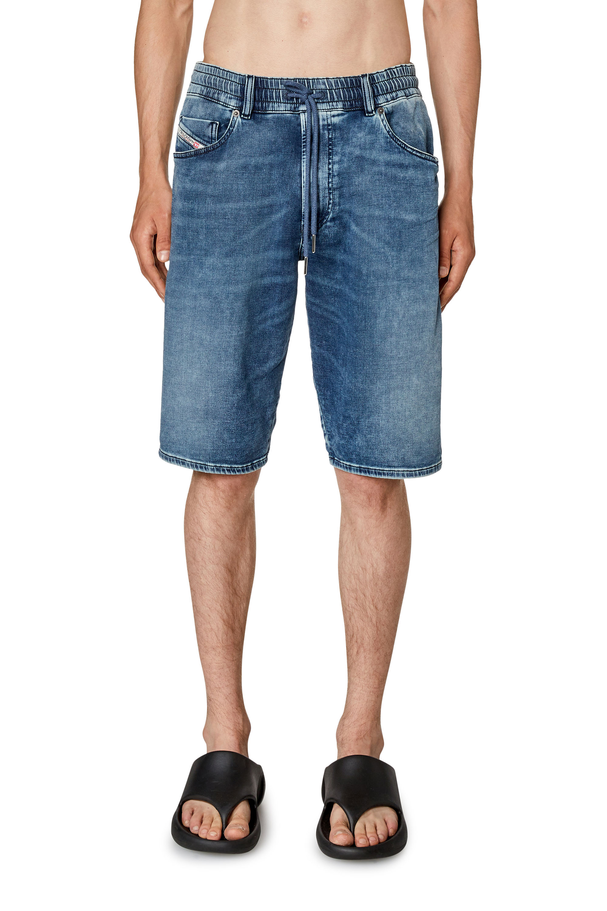 Diesel Shorts In Track Denim With Lived-in Look In Blue