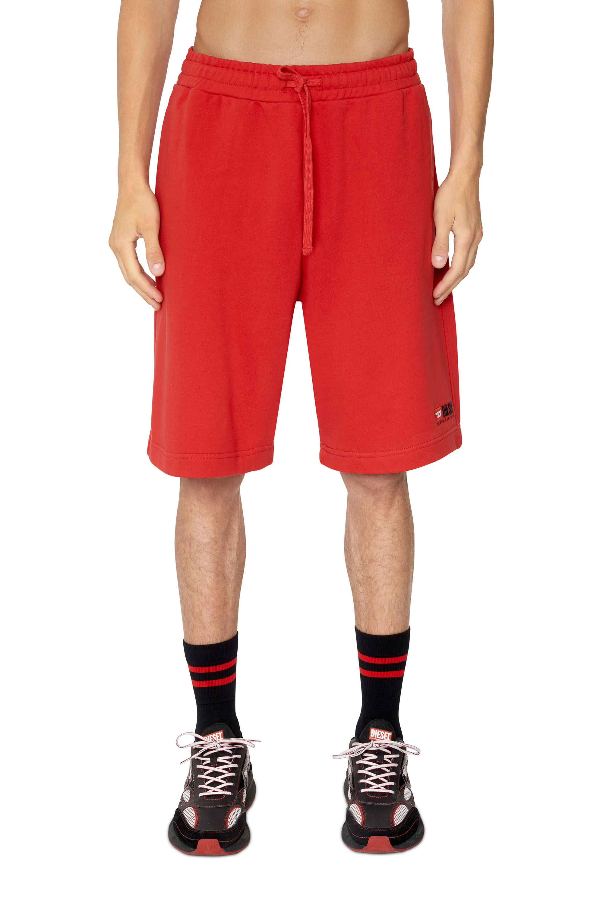 Shop Diesel Sweat Shorts With Logo Embroidery In Red