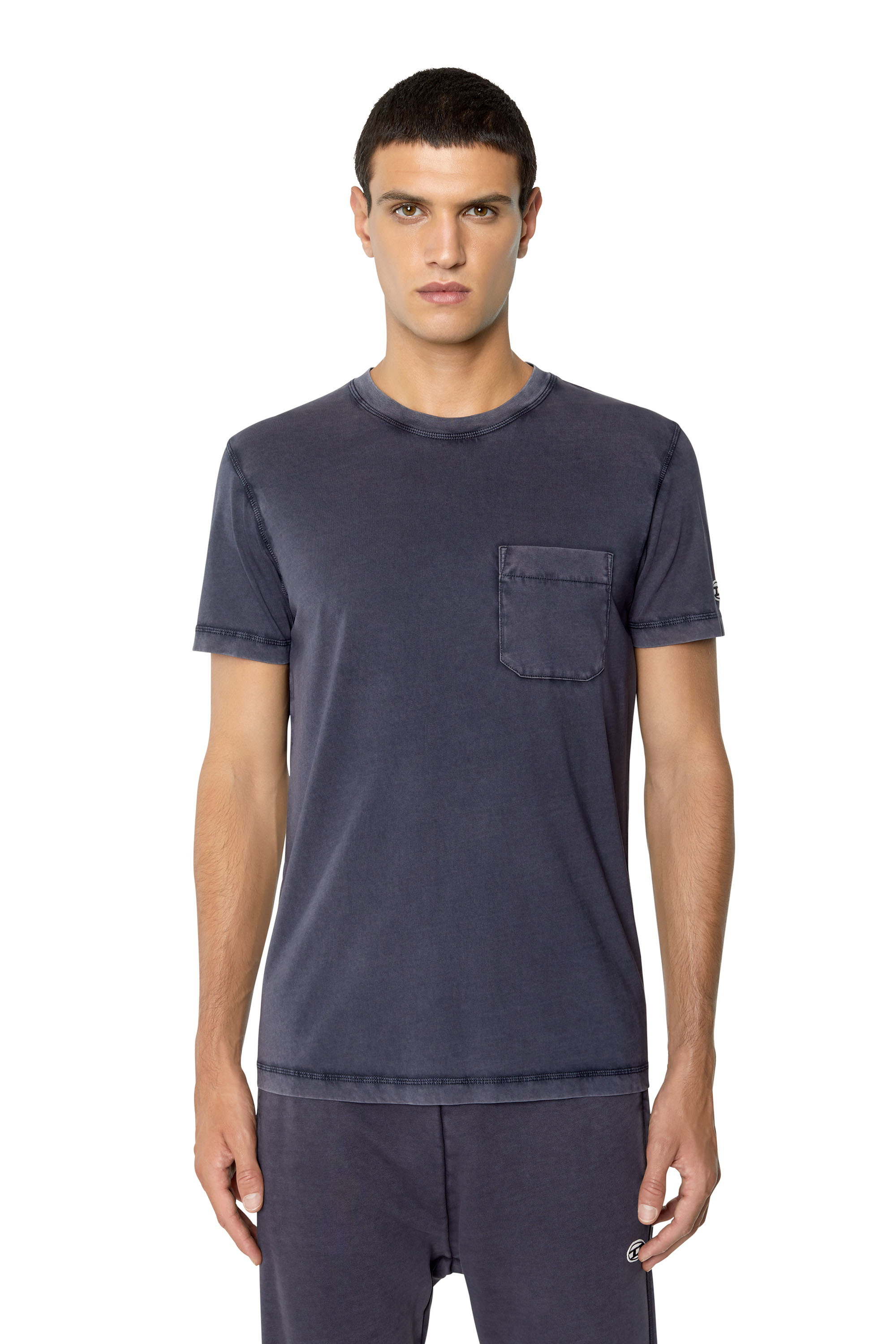 Diesel - T-shirt con tasca applicata - T-Shirts - Uomo - Blu