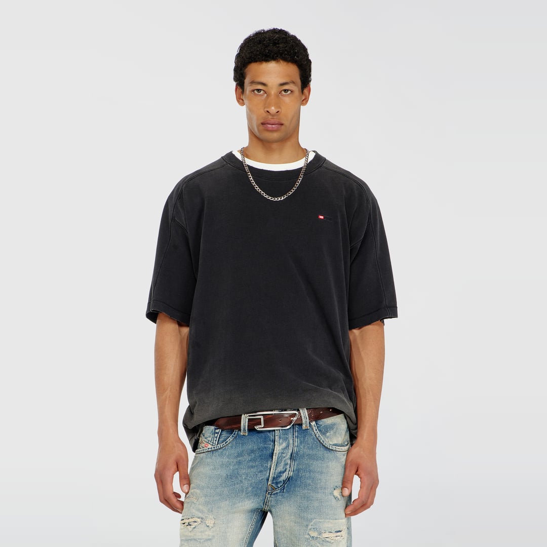 Diesel - Cotton T-shirt with degradé effect - T-Shirts - Man - Black
