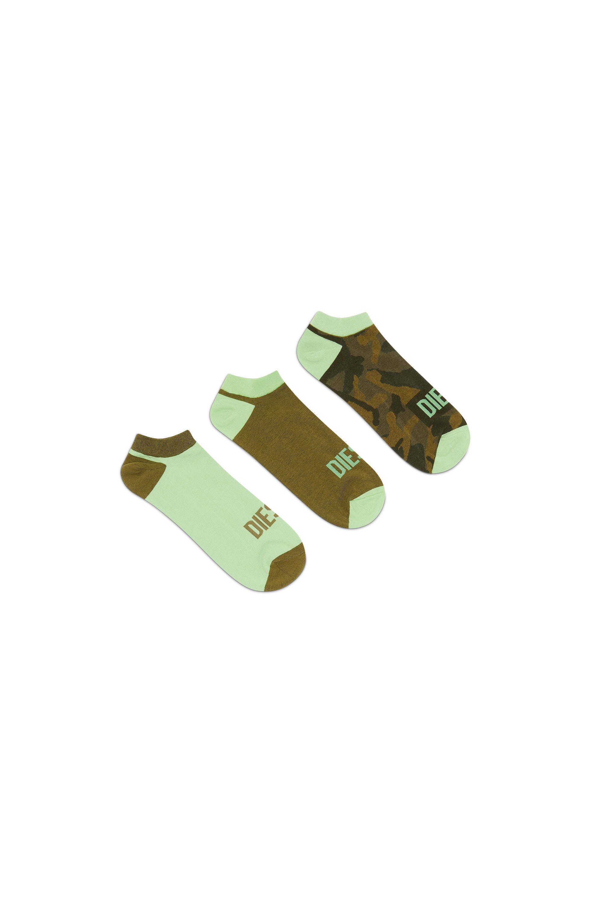 Diesel - Set di tre paia di calzini low-cut camouflage - Calzini - Uomo - Verde