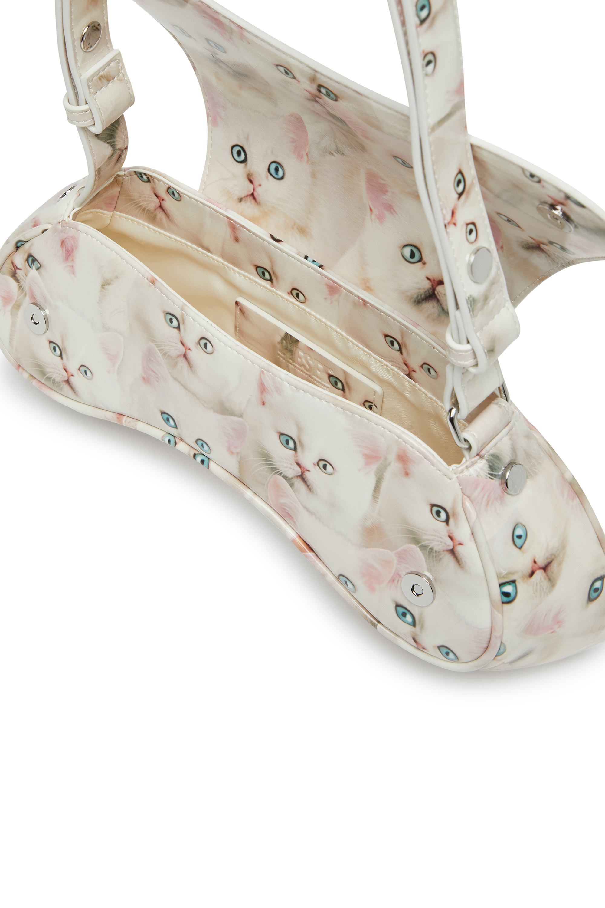 Diesel - PLAY CROSSBODY, Woman's Play-Shoulder bag in printed glossy PU in White - 4