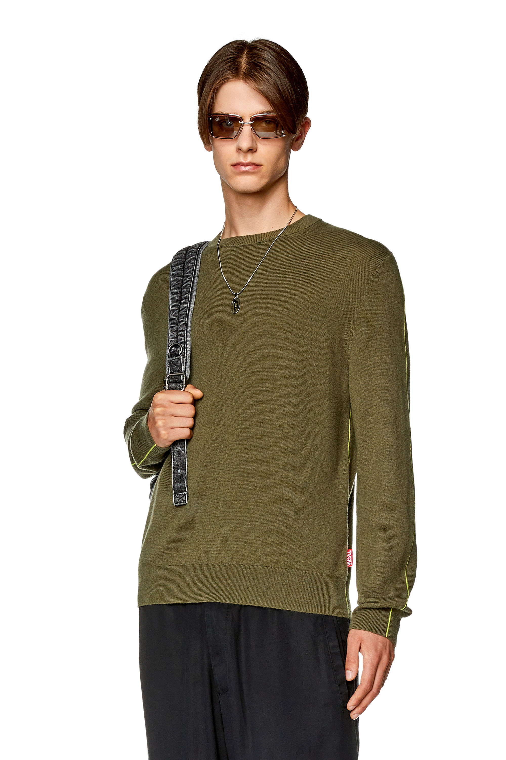 Diesel - Jumper with contrast piping - Knitwear - Man - Green