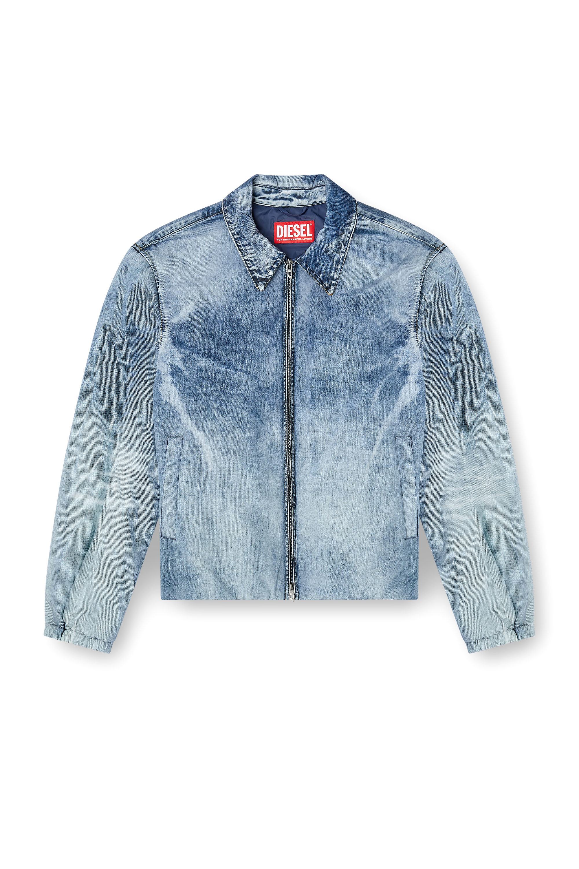 Diesel - J-ACT, Man's Jacket in denim-effect nylon in Light Blue - 3