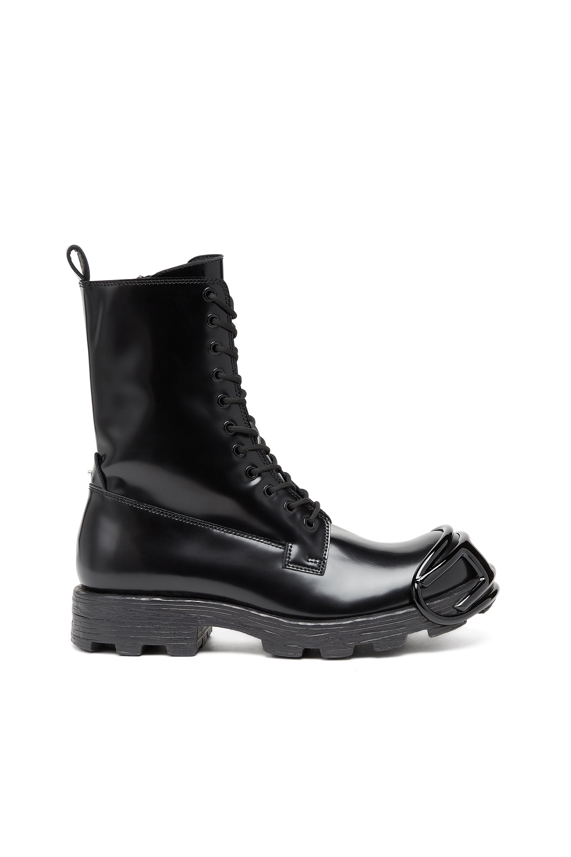 Diesel Men's Black - D-Hammer-Leather Boots With Oval D Toe Guard - Boots - Man Size 43