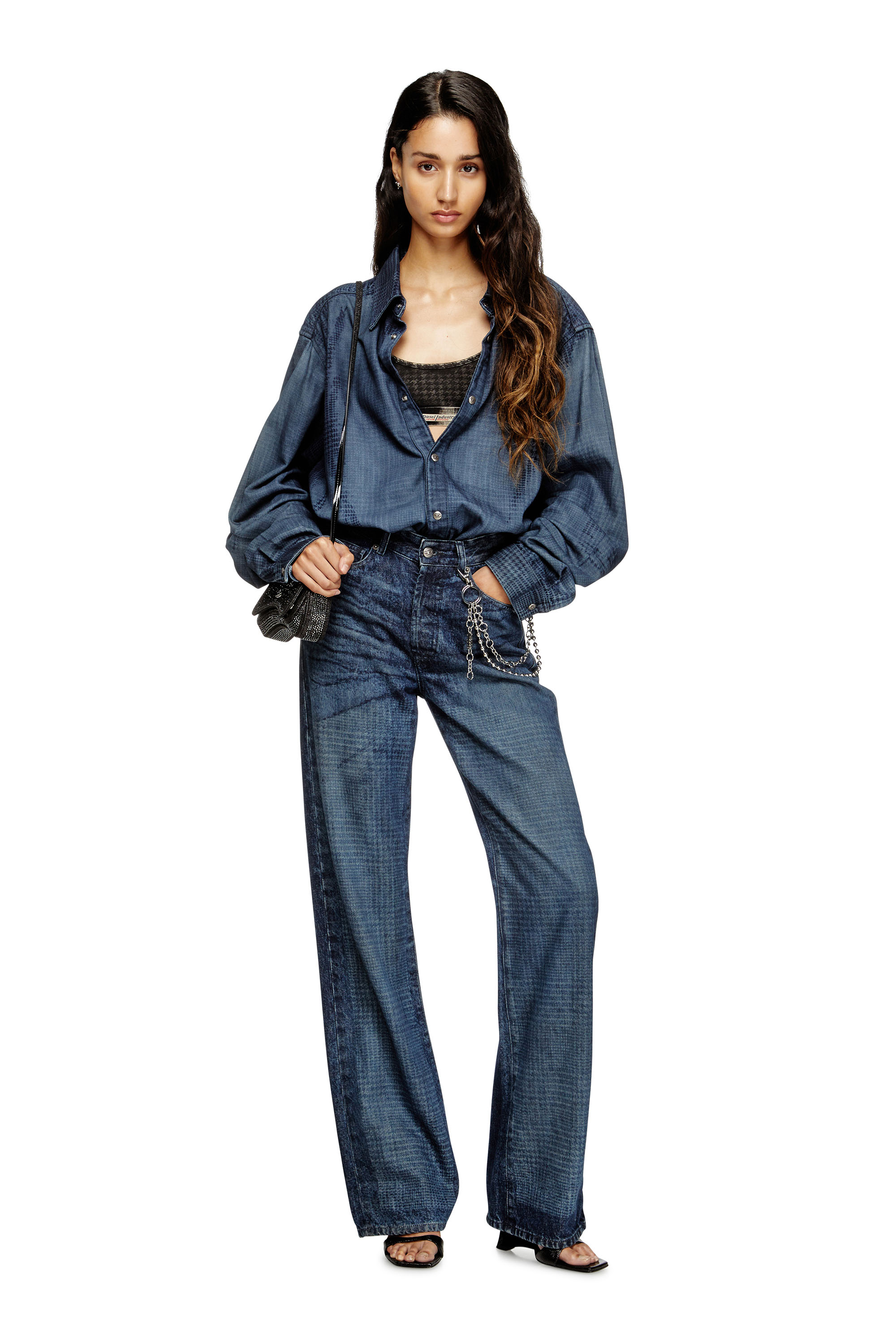 Diesel - ARIEL-DNM, Woman's Cotton bralette with all-over print in Dark grey - 4