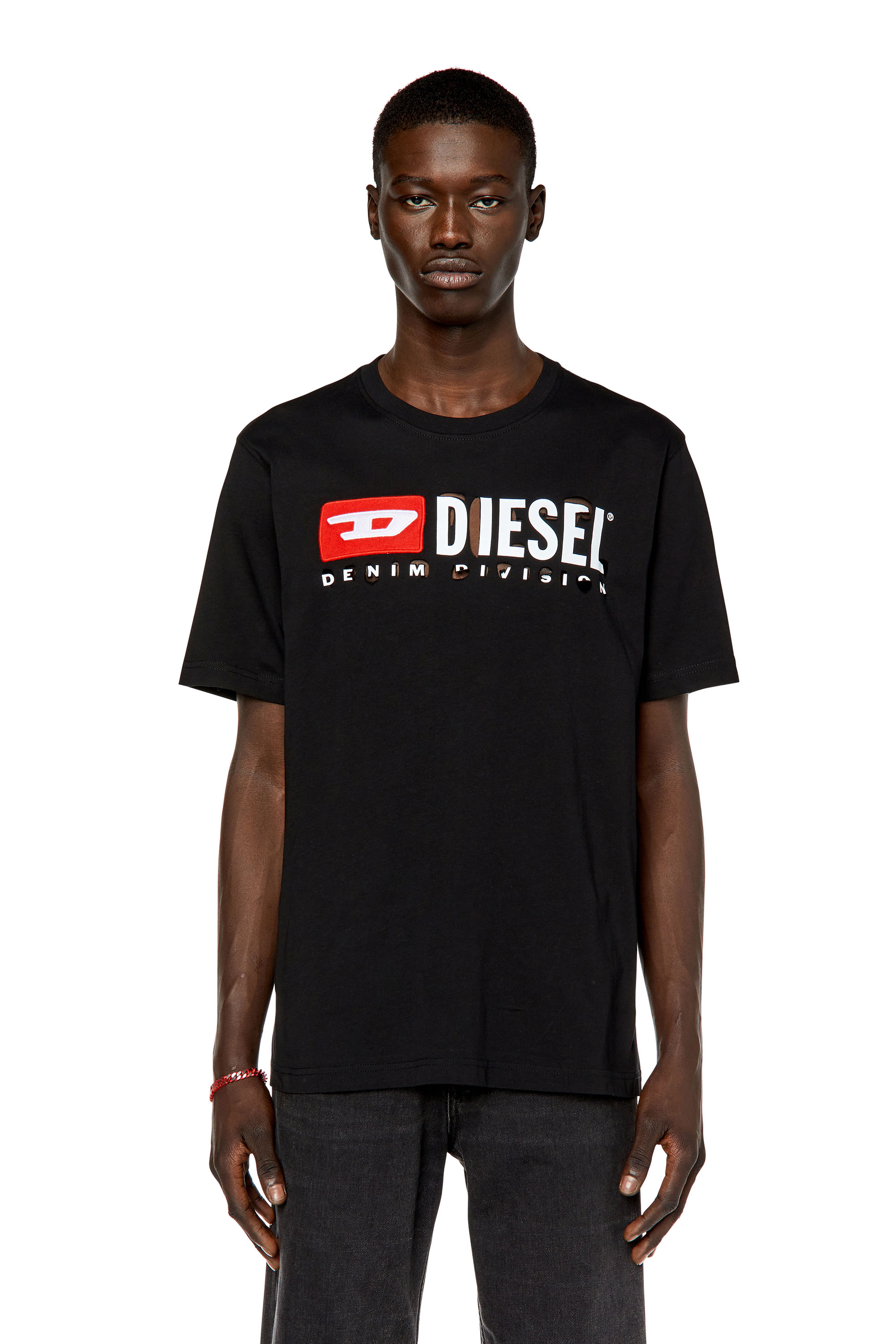 Diesel - T-Shirt mit Peel-off-Buchstaben - T-Shirts - Herren - Schwarz