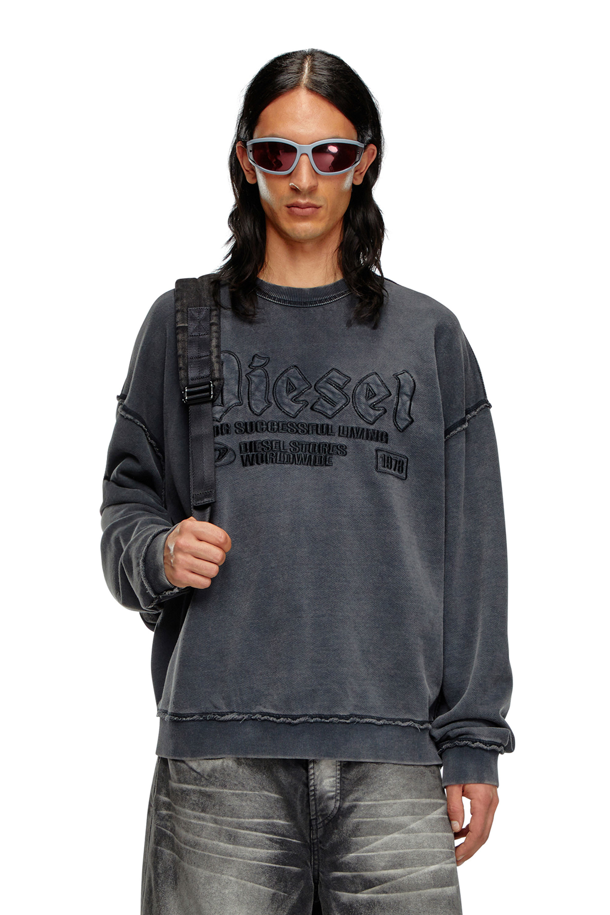 Diesel - Sweatshirt with logo embroidery - Sweaters - Man - Black