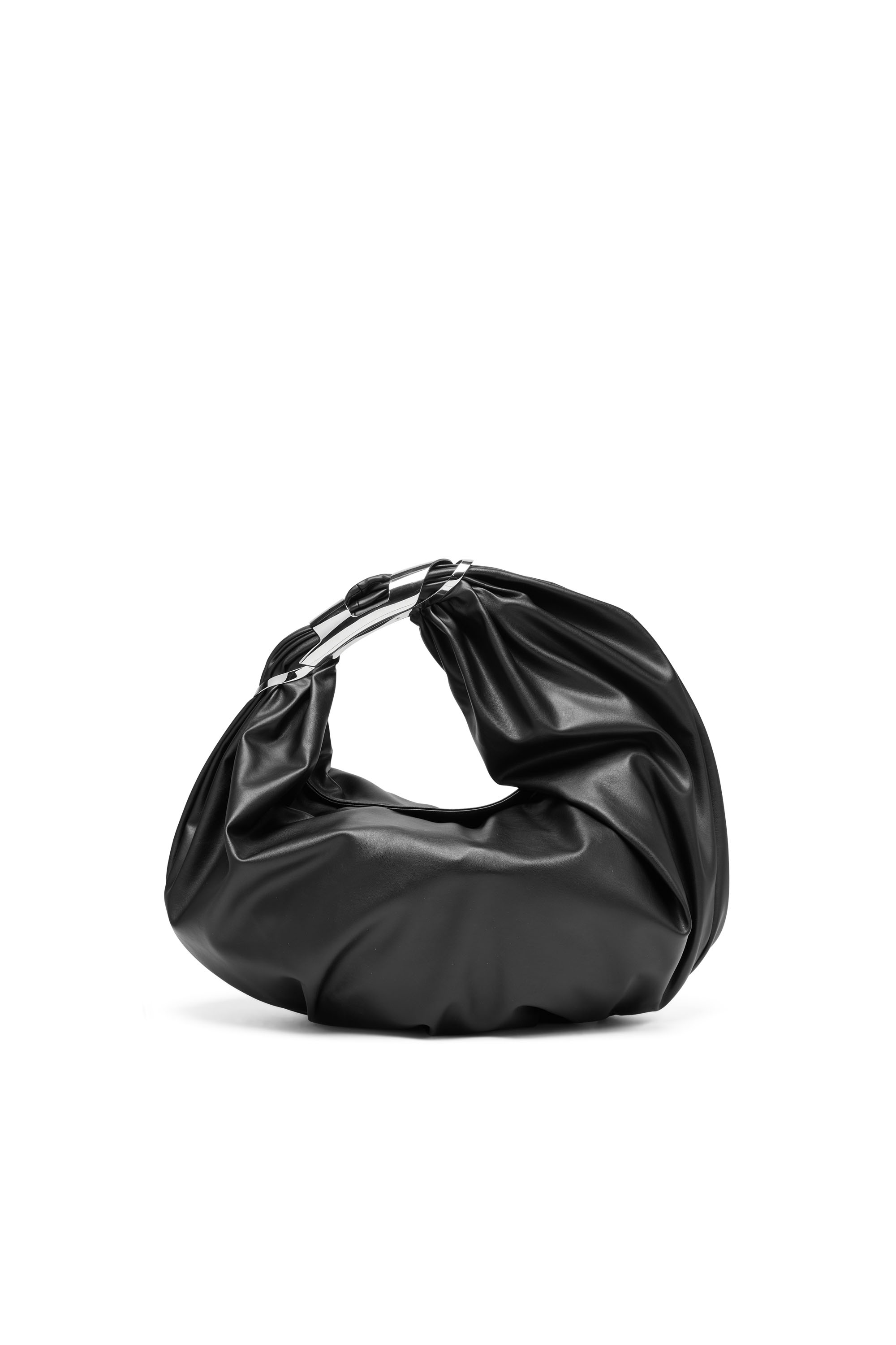 Diesel - Grab-D Hobo M Shoulder Bag - Verzierte Hobo-Tasche aus elastischem PU - Schultertaschen - Damen - Schwarz