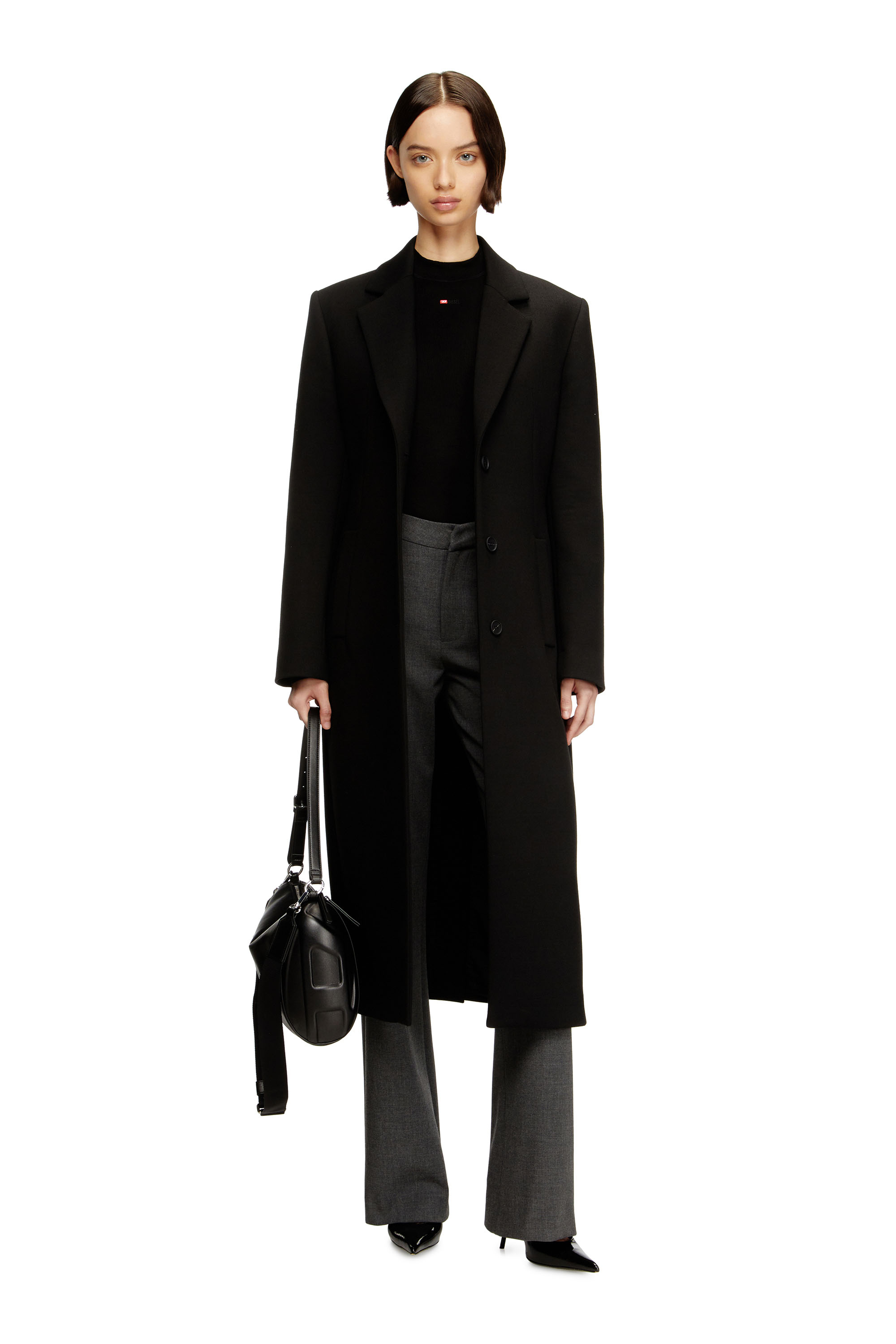 Diesel Women's Black - Long Hourglass Coat - Jackets - Woman Size 46