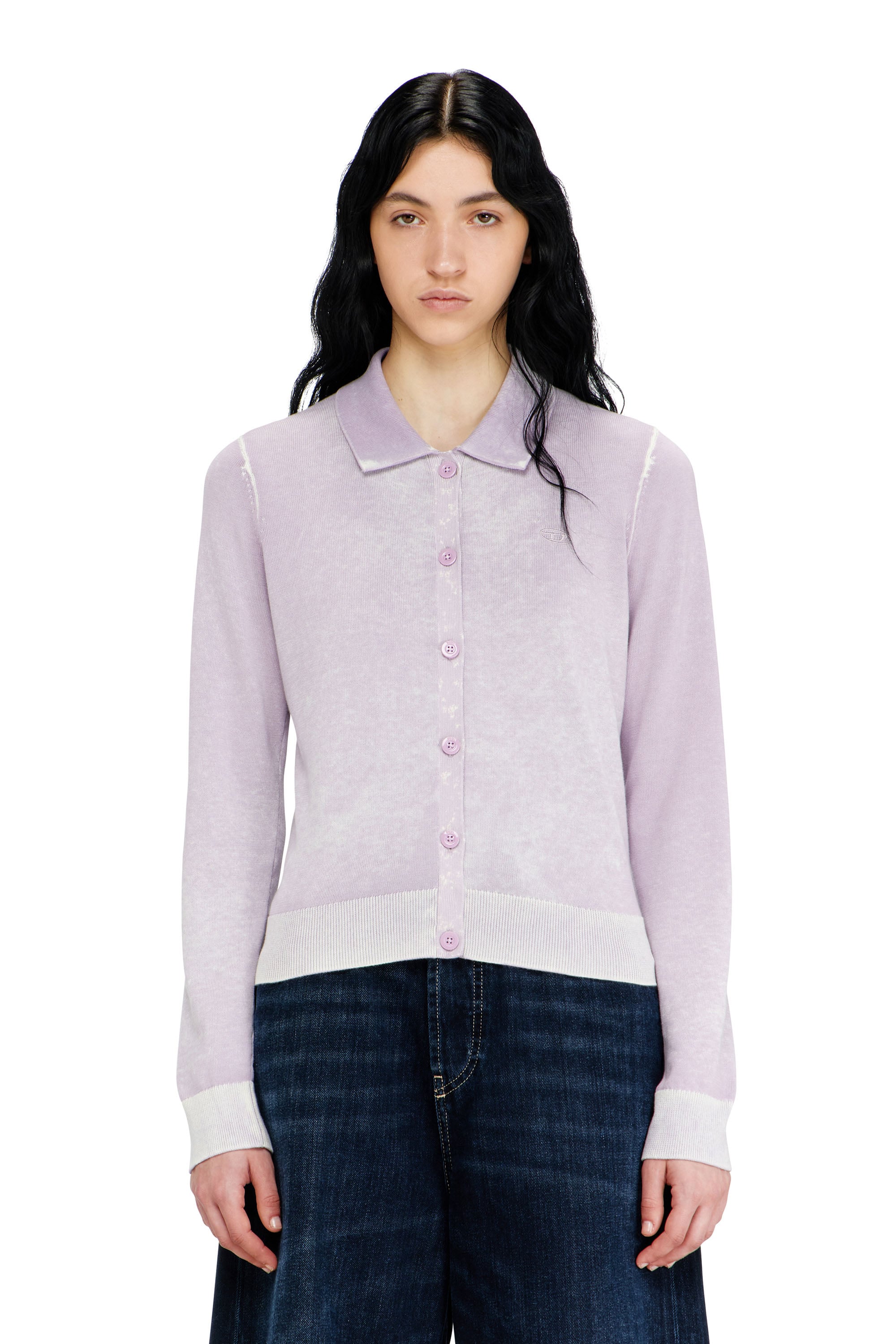 Diesel - Cardigan with faded reverse print - Knitwear - Woman - Violet