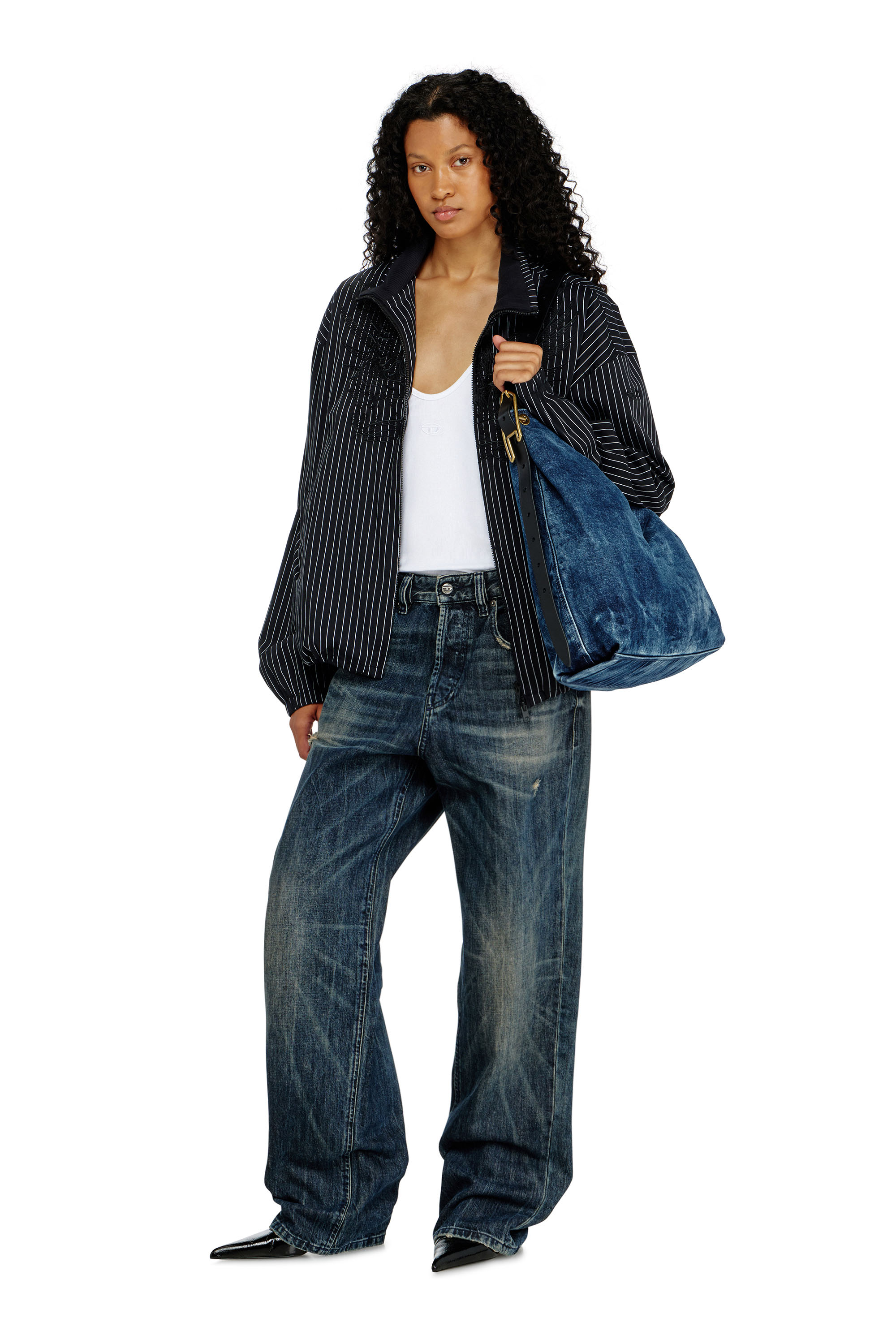 Diesel - D-LINE HOBO L, Woman's D-Line-Denim hobo bag in Medium blue - 3