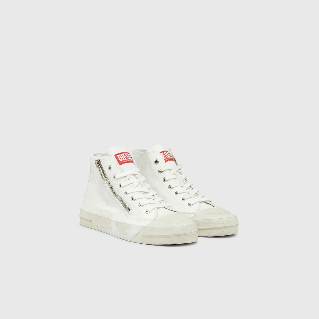 Diesel - S-D-Verse - Sneakers in frayed canvas with D logo - Sneakers - Man - White