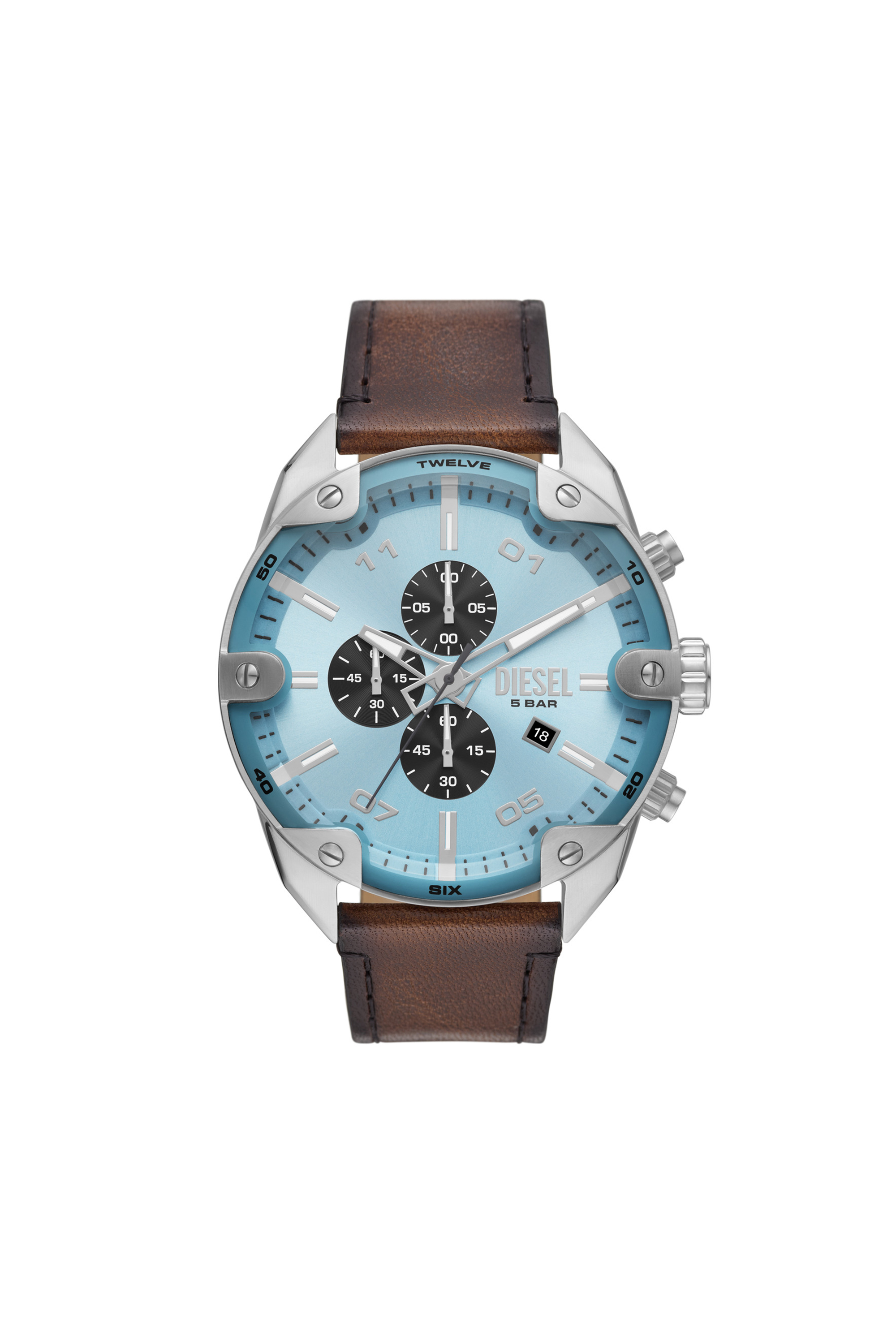 Diesel - Spiked Chronograph Brown Leather Watch - Timeframes - Man - Brown