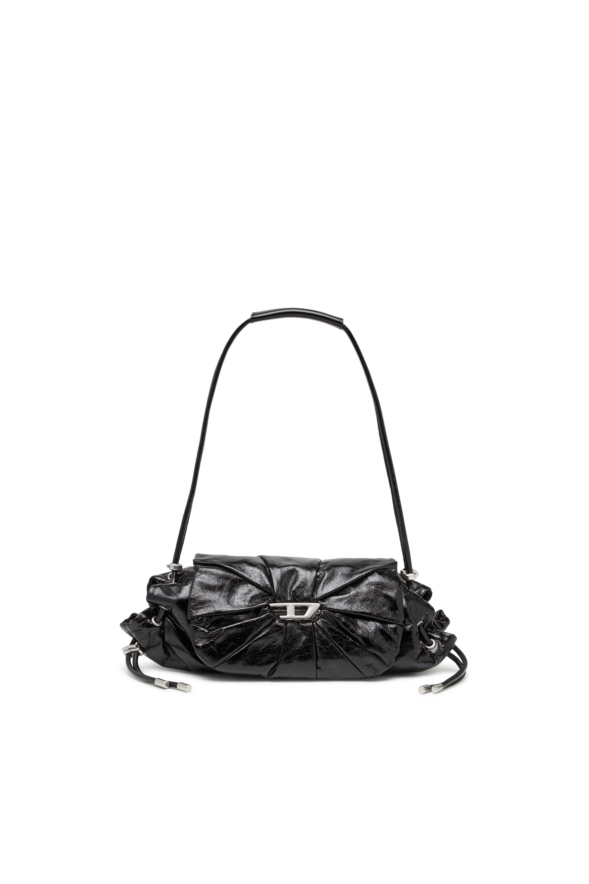 Diesel Ženský Čierna - Scrunch-D Shoulder Bag In Shiny Scrunched Leather - Shoulder Bags - Woman Uni