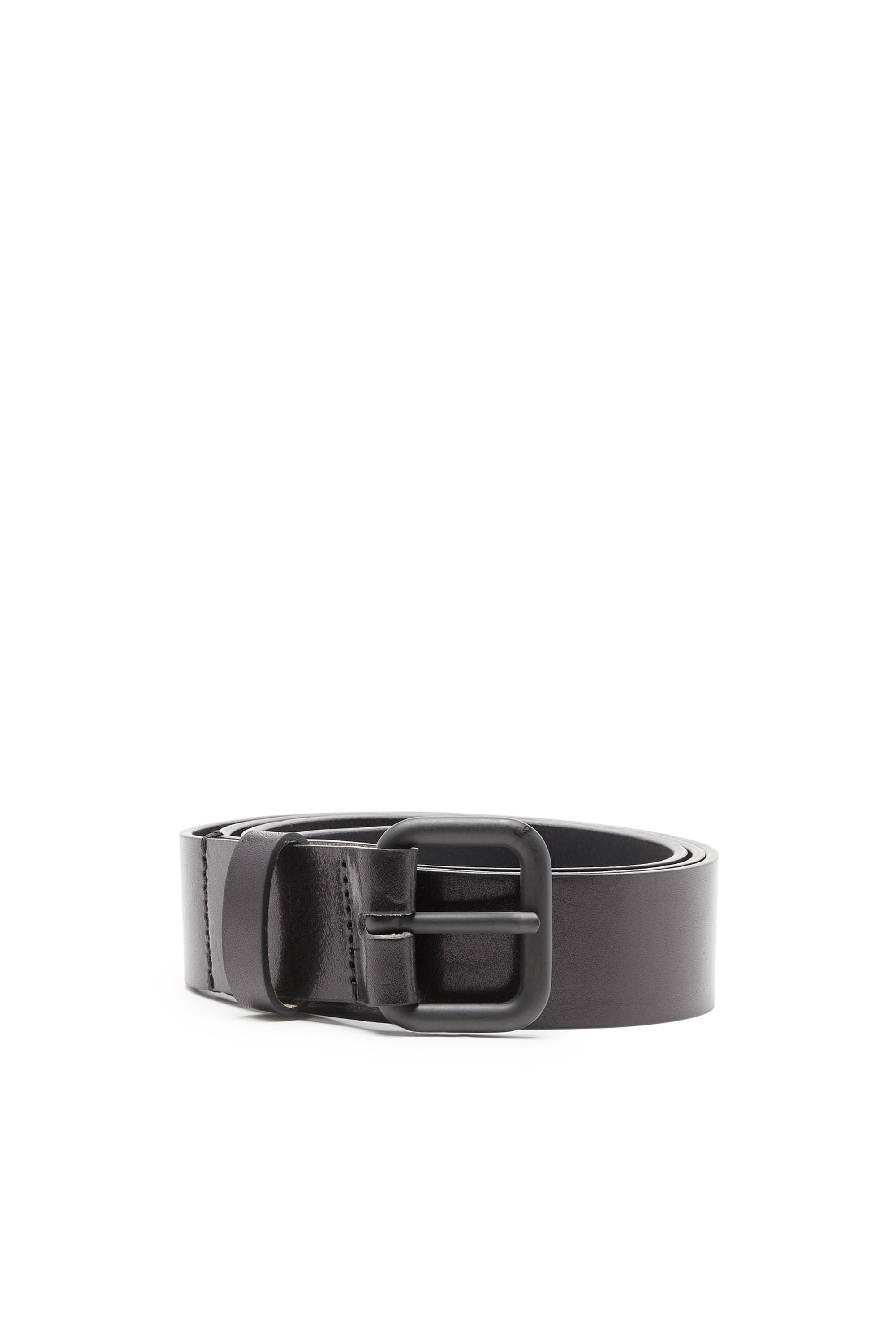 Diesel - Leather belt with metal logo insert - Belts - Man - Black
