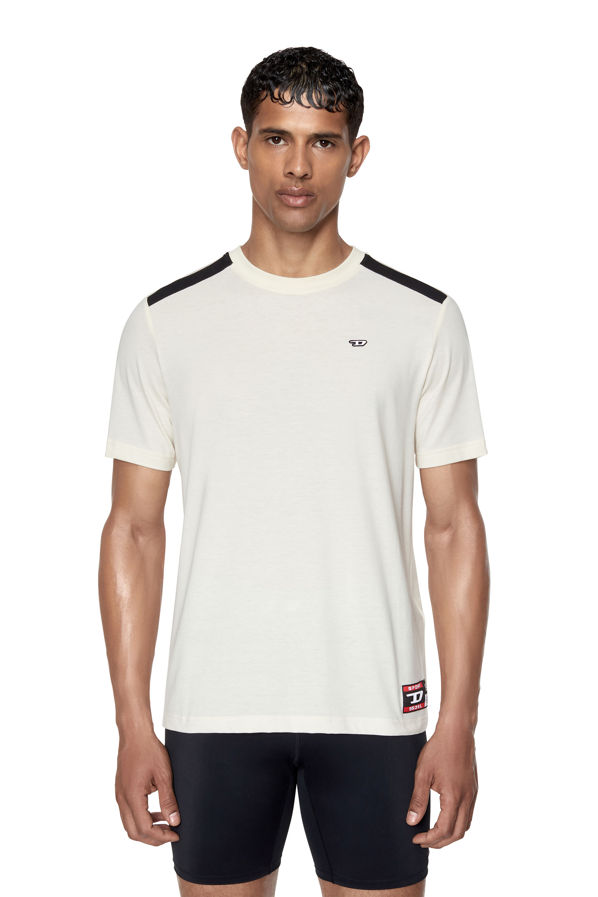 Diesel - T-shirt con bande sulle spalle - T-Shirts - Uomo - Bianco