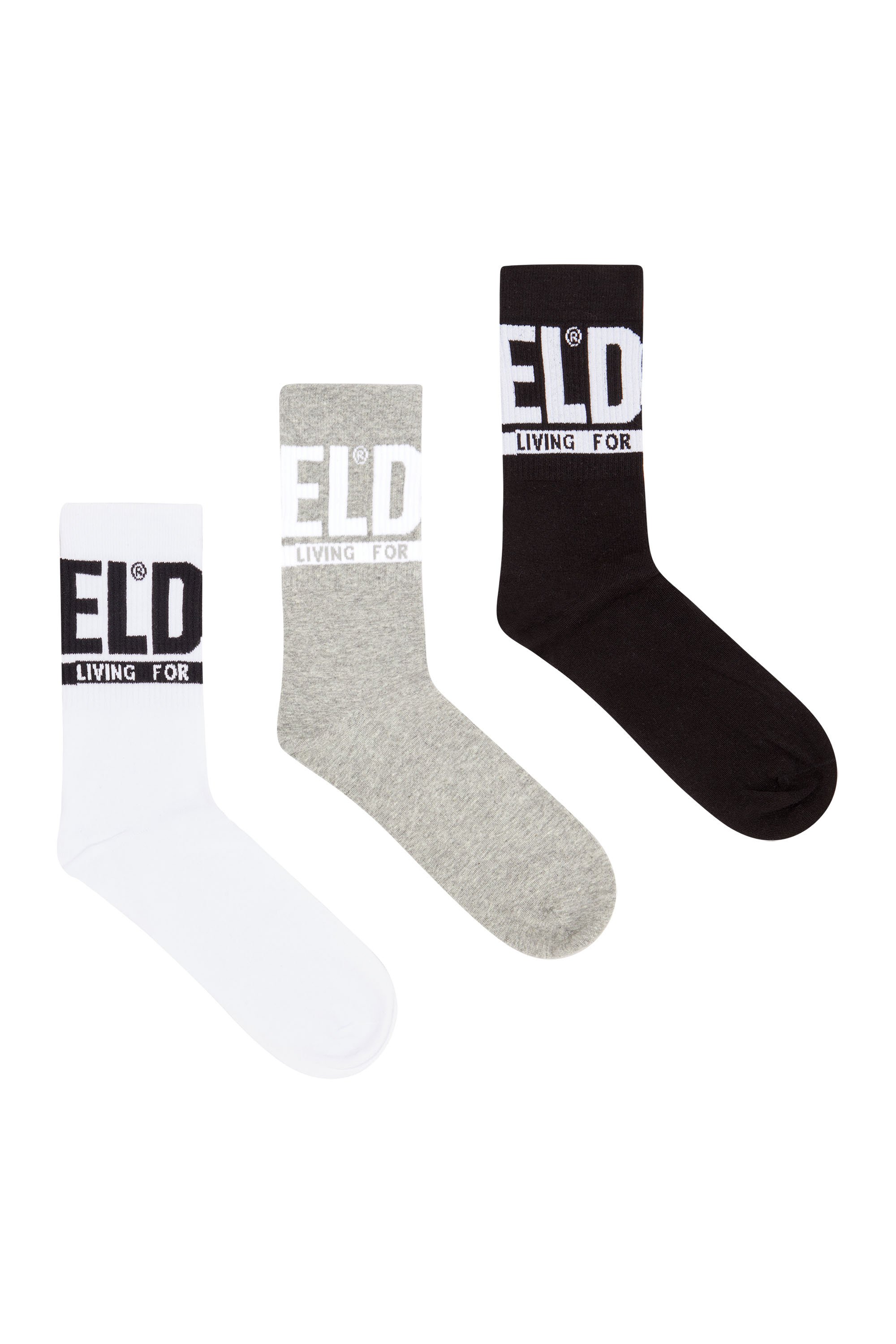 Diesel 3-pack Of Logo Cuff Socks In Multi