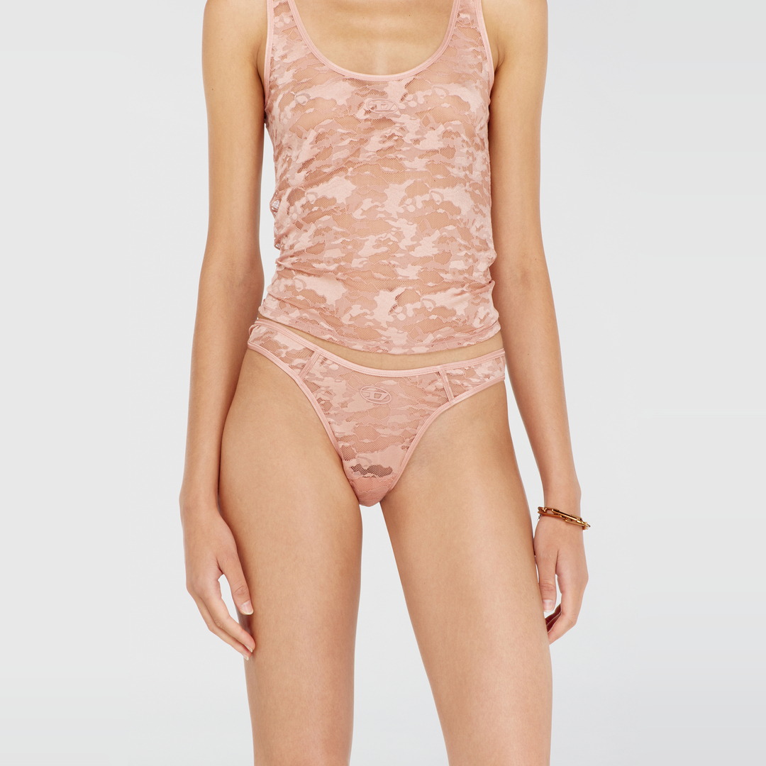 Diesel - String en dentelle de nylon avec Oval D - Strings - Femme - Rose