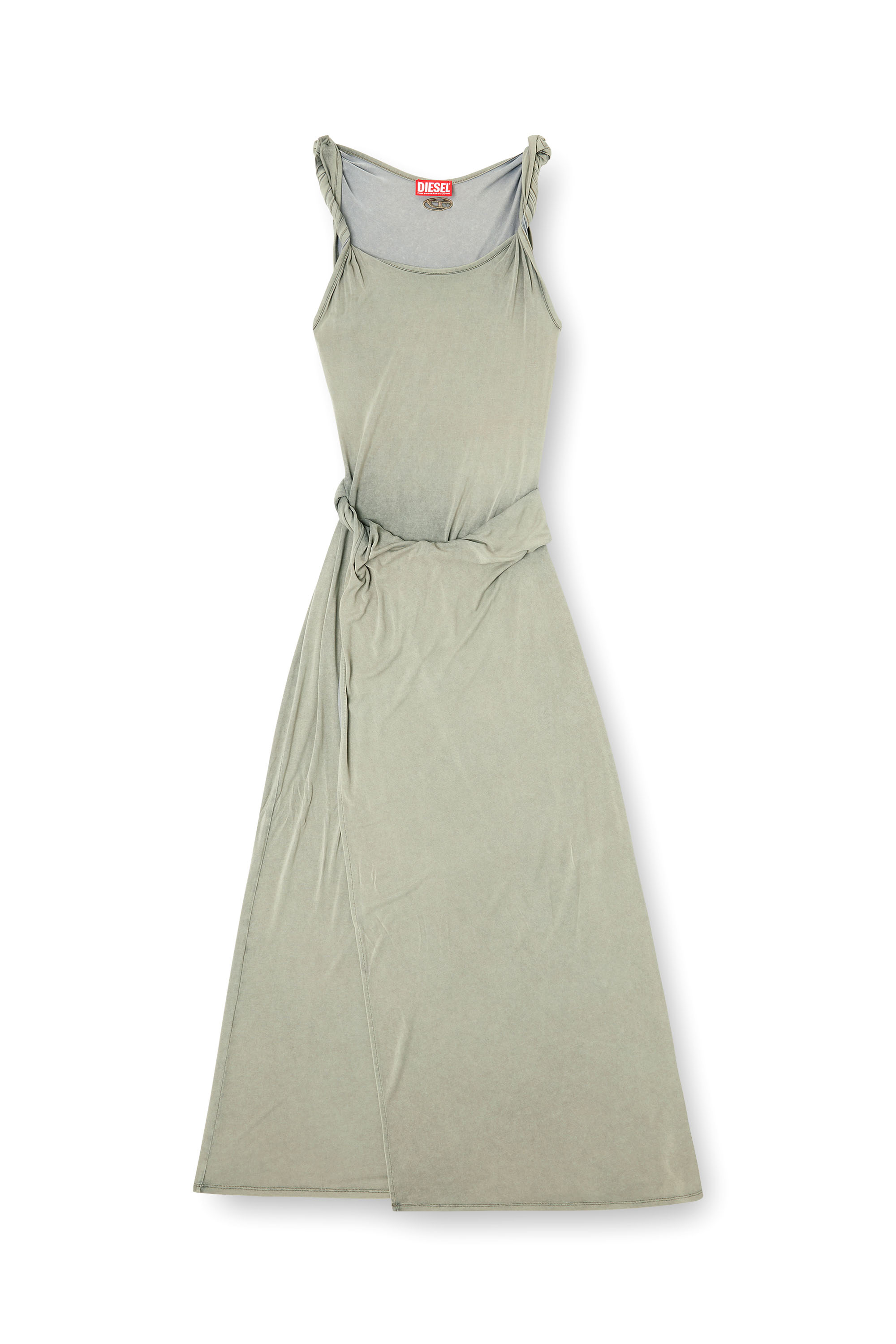 Diesel - D-ESTIGA-S1, Woman's Jersey maxi dress with twisted details in Olive Green - 3
