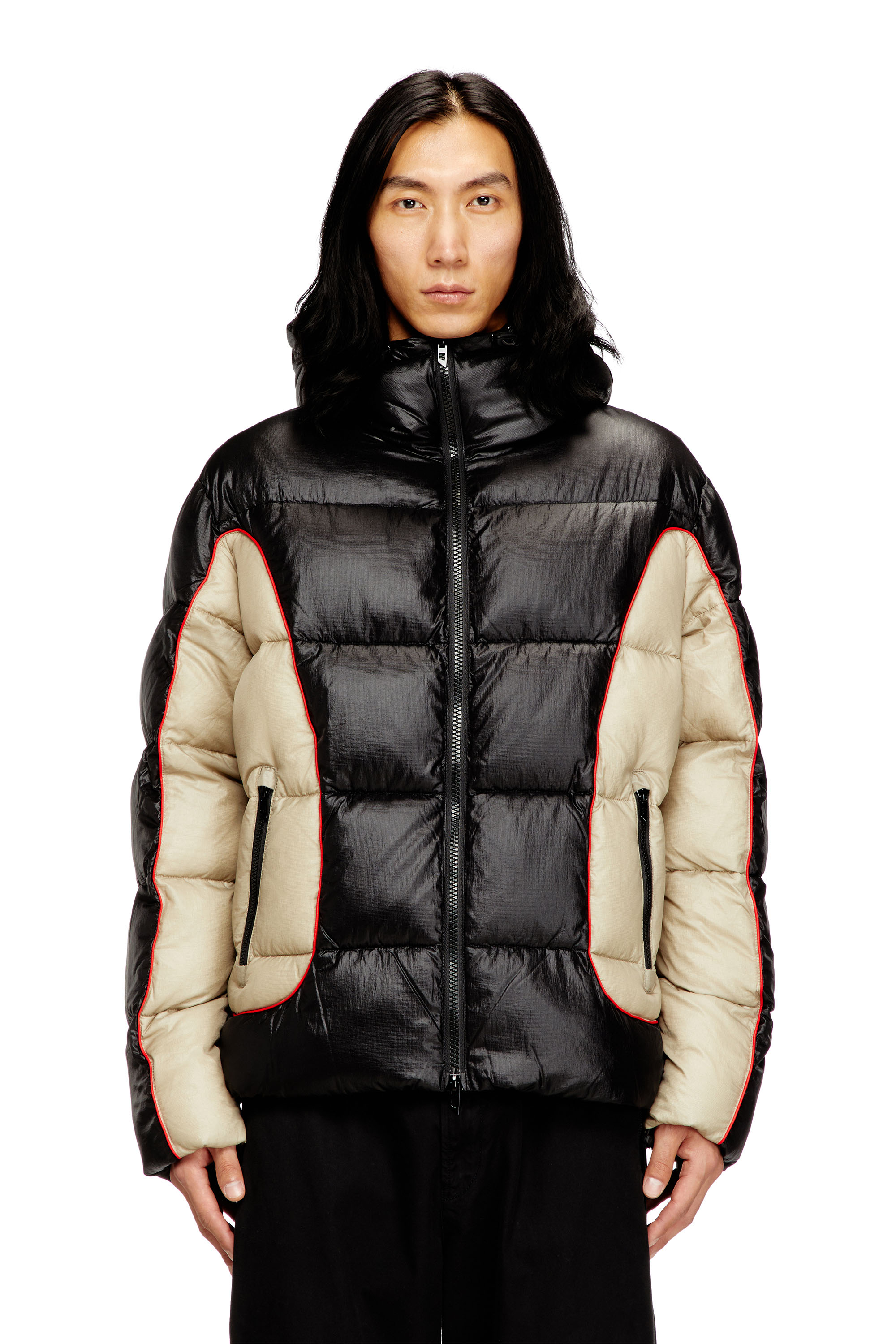 Diesel Homem Multicolor - Hooded Puffer Jacket In Shiny Ripstop - Winter Jackets - Man Tamanho 52