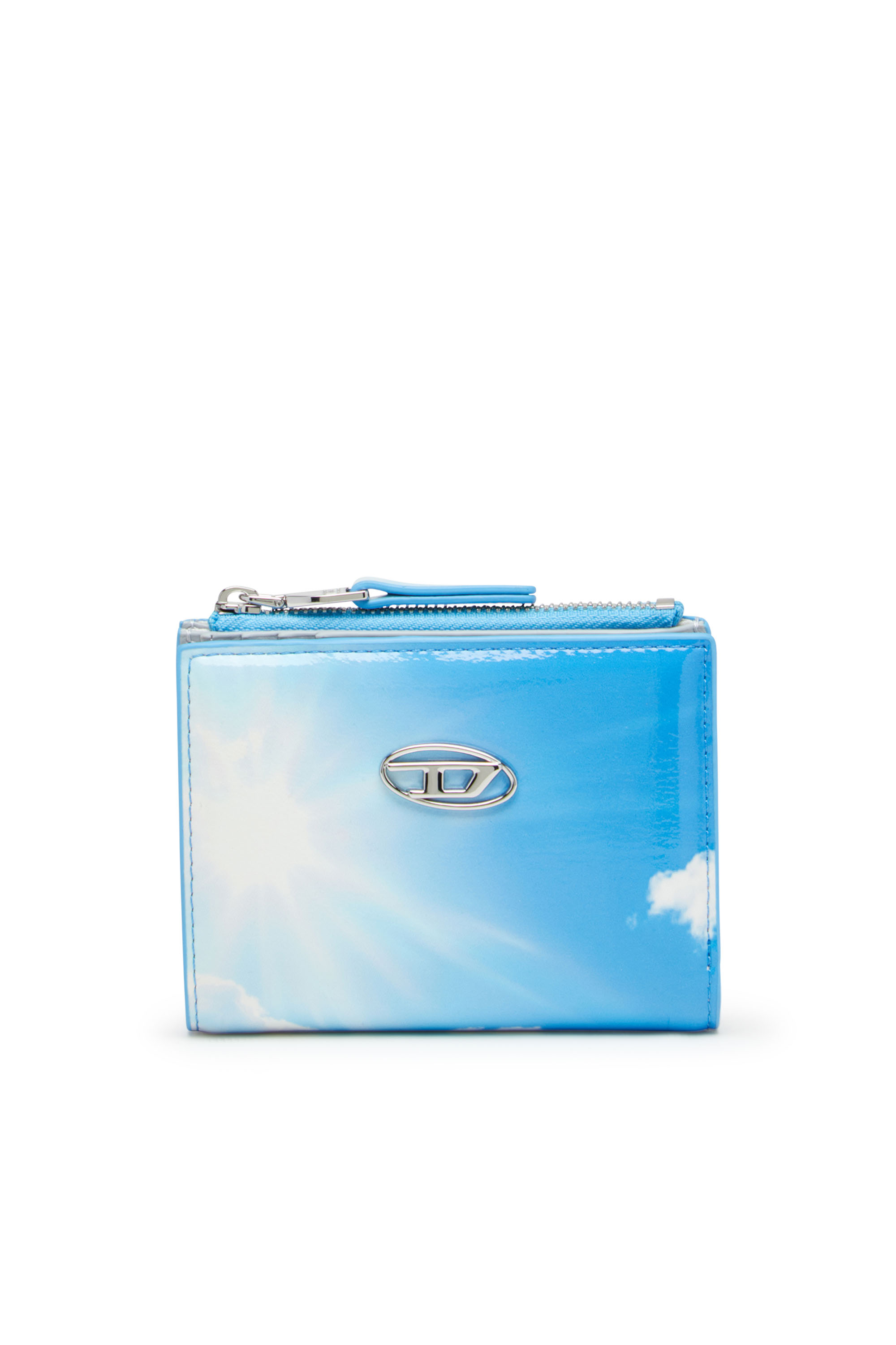Diesel - Small wallet in printed glossy PU - Small Wallets - Woman - Blue