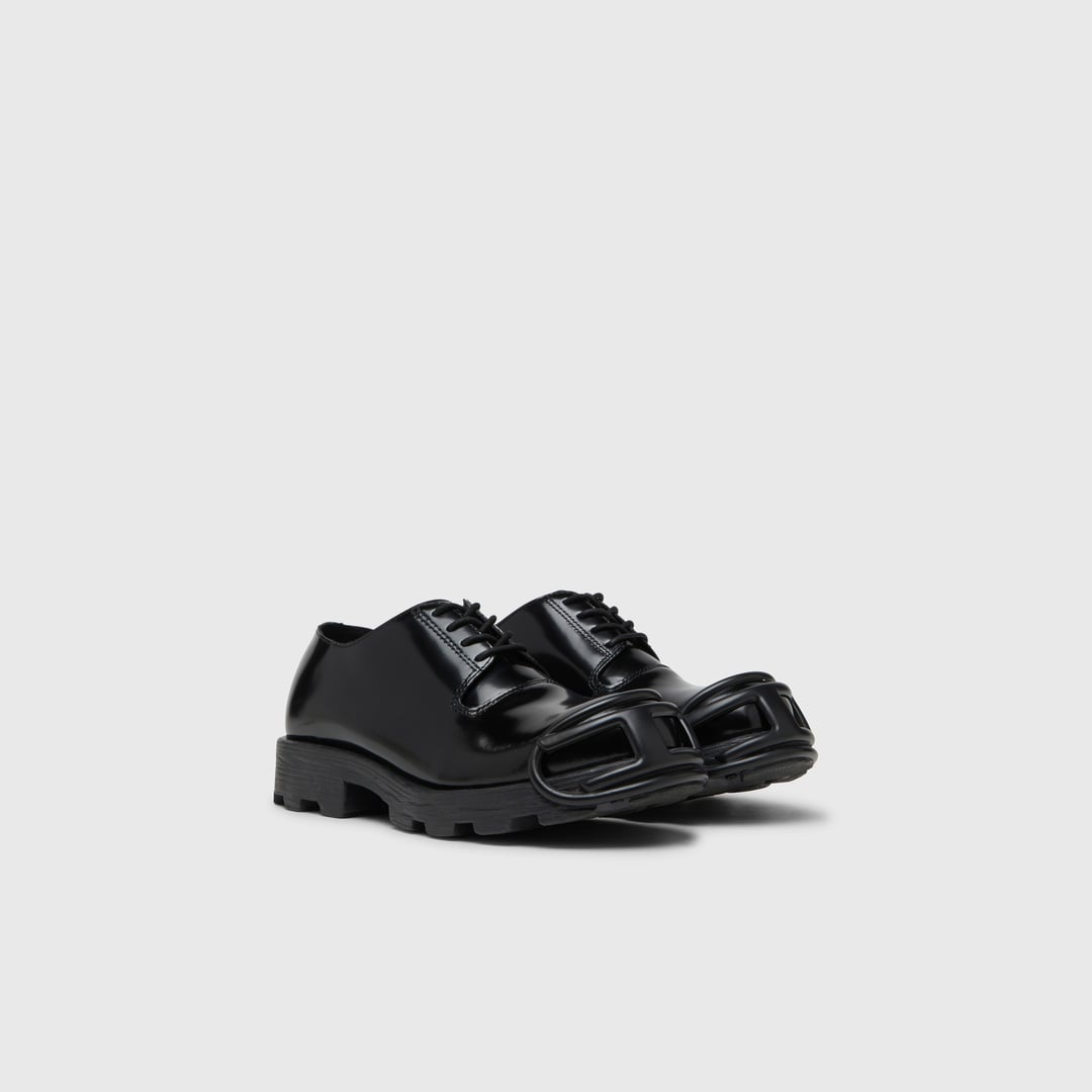 Diesel - D-Hammer-Leather lace-up shoes with oval D toe cap - Lace Ups and Clogs - Man - Black