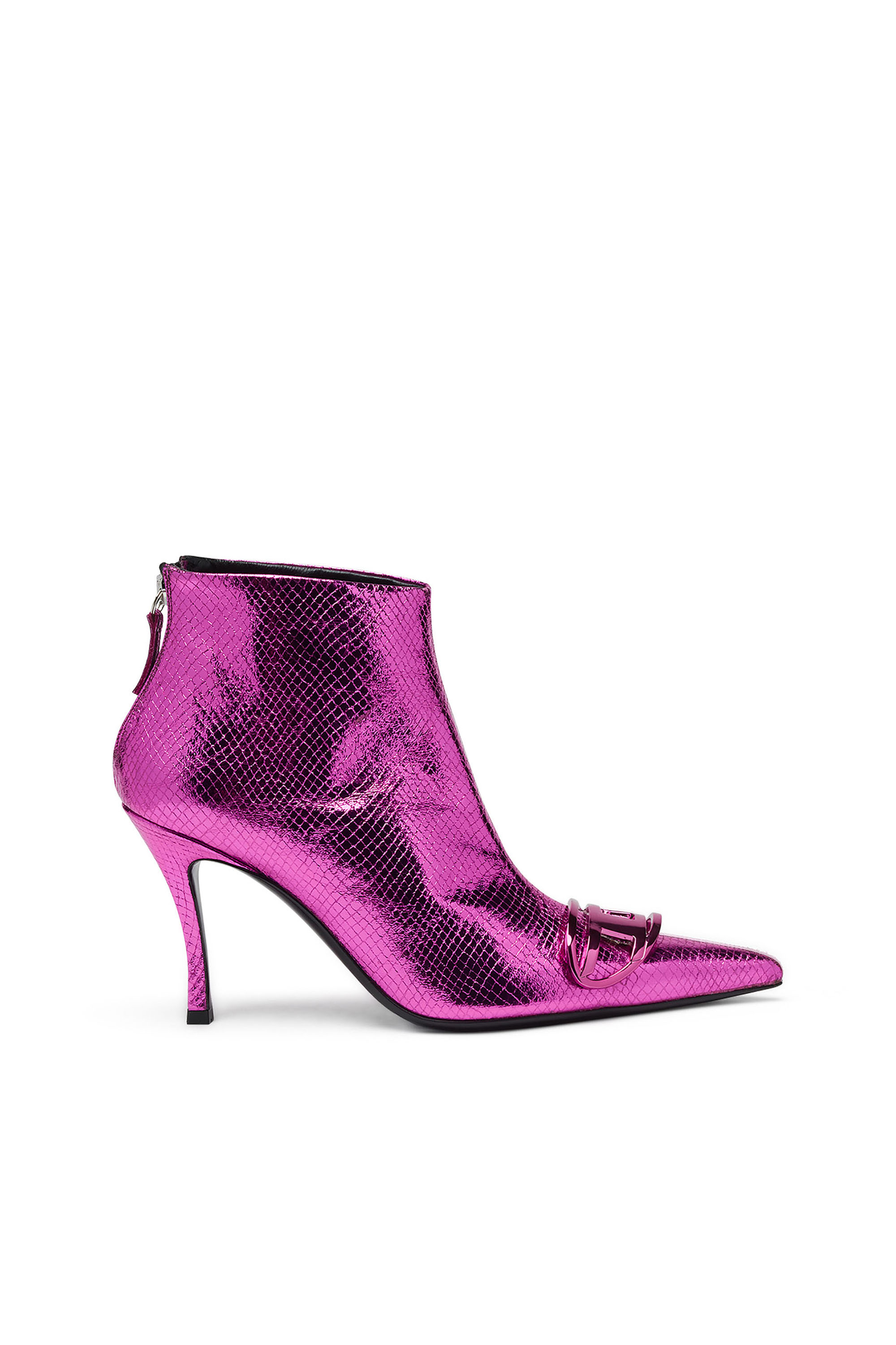 Diesel - D-Venus-Patent snake-effect ankle boots - Ankle Boots - Woman - Pink