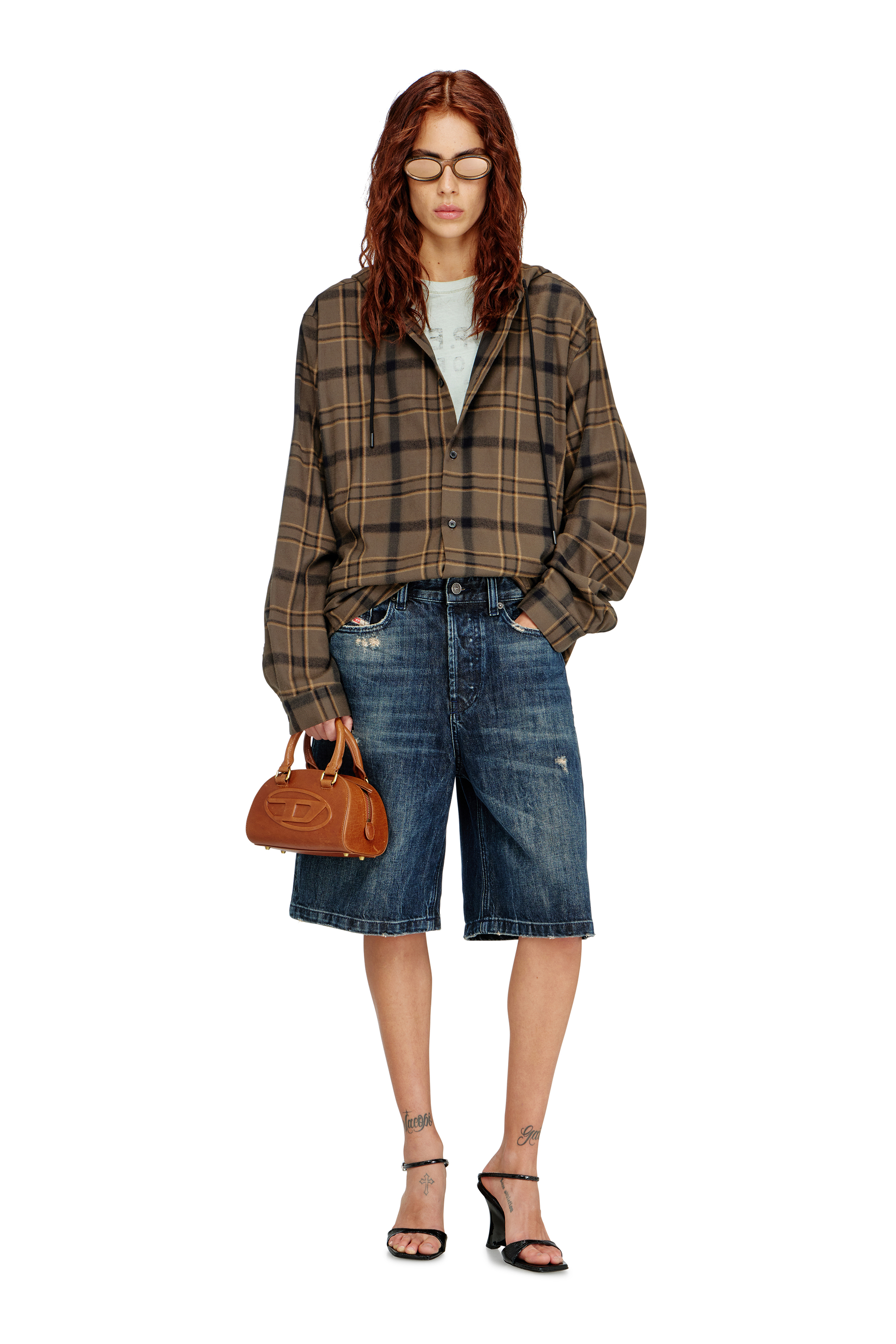 Diesel - 1DR DOME CROSSBODY, Woman's 1DR Dome-Mini bowling bag in pull-up leather in Camel - 2