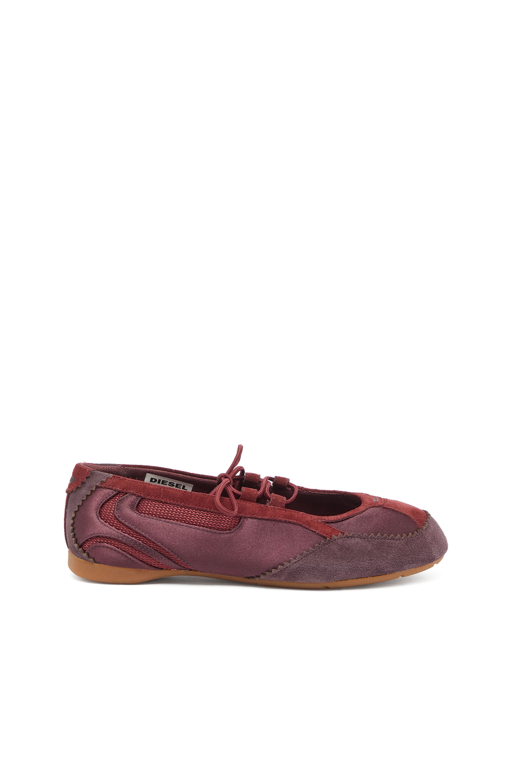 Diesel - D-Mile - Lace-up ballerina flats in leather and mesh - Flats - Woman - Red