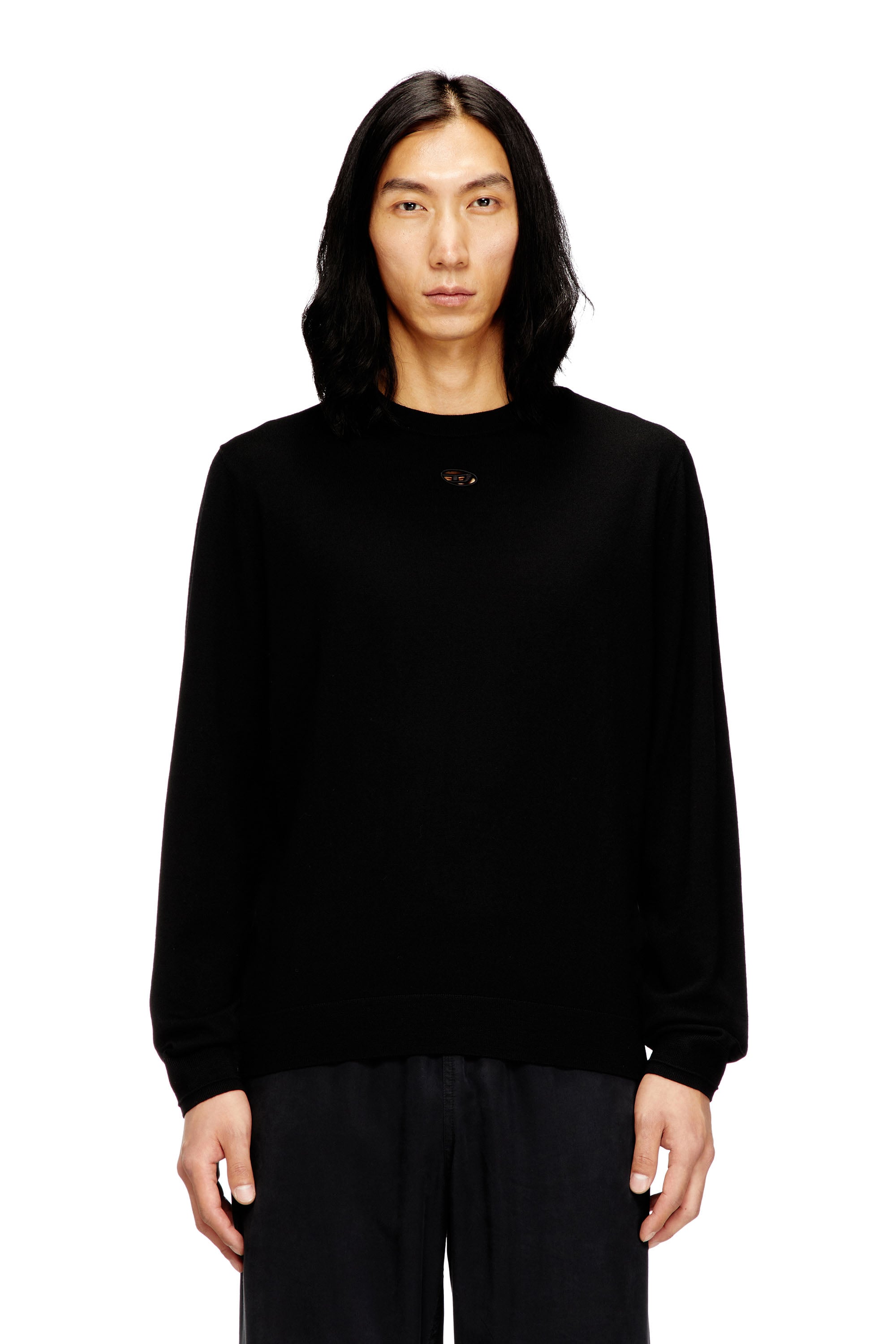 Diesel - Wool jumper with cut-out logo - Knitwear - Man - Black