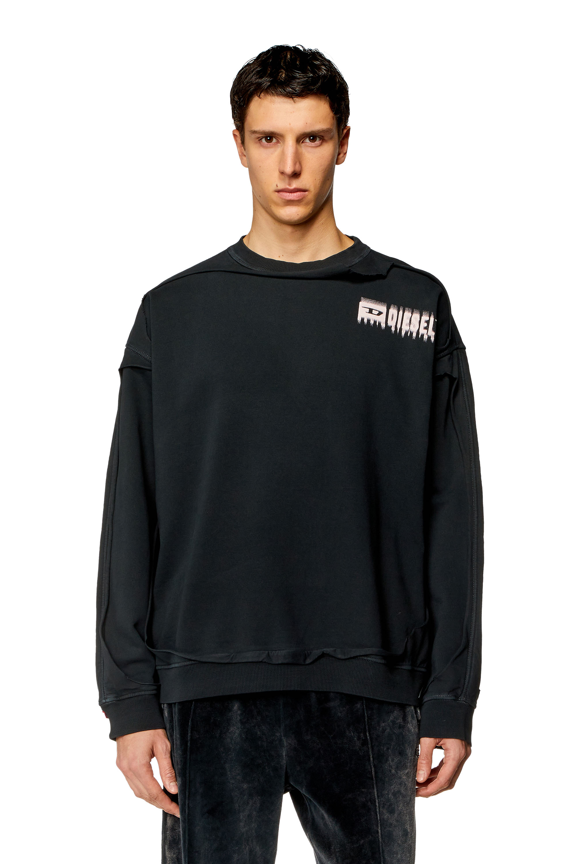Diesel - Sweatshirt with peel-off effect - Sweaters - Man - Black