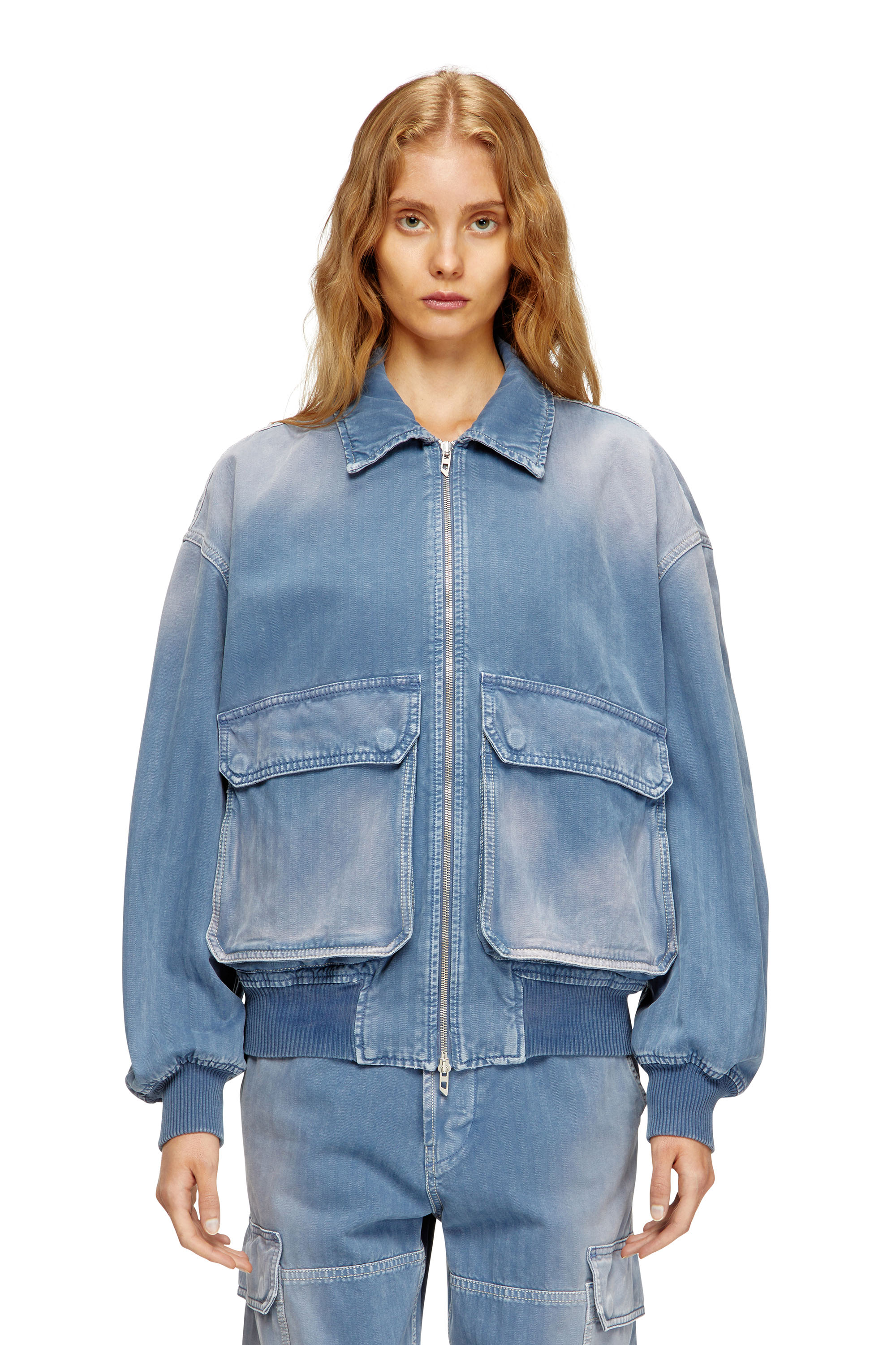 Diesel - D-KURZ, Unisex's Jacket in coloured herringbone denim in Light Blue - 2