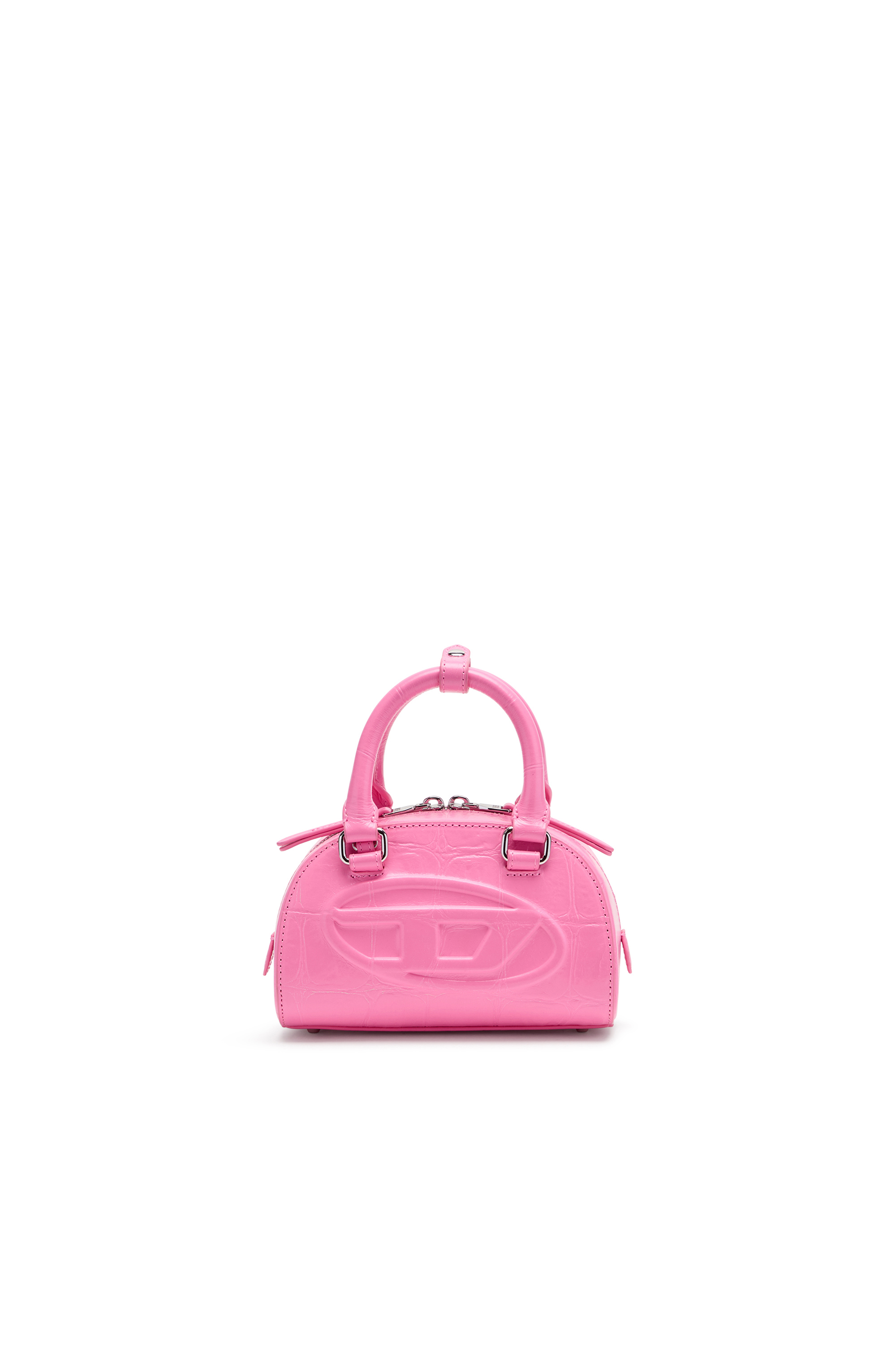 Diesel - 1DR DOME CROSSBODY, Woman's 1DR Dome-Mini bowling bag in croc-effect leather in Pink - 2
